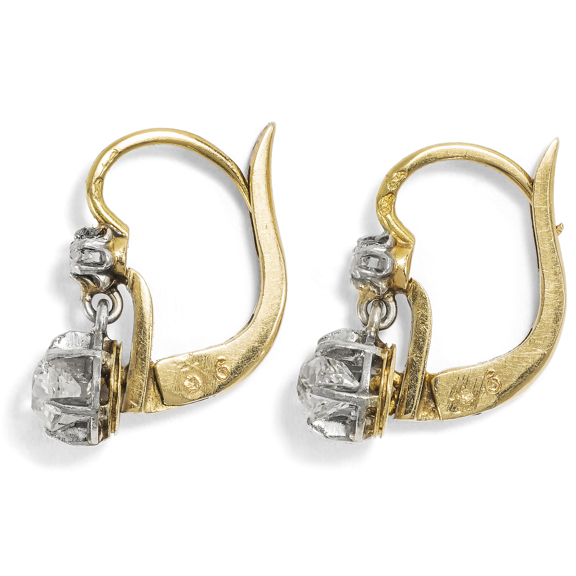 Antike Ohrringe mit Diamanten in Platin & Gold, Paris um 1910 Antike Ohrringe mit Diamanten in Platin & Gold, Paris um 1910