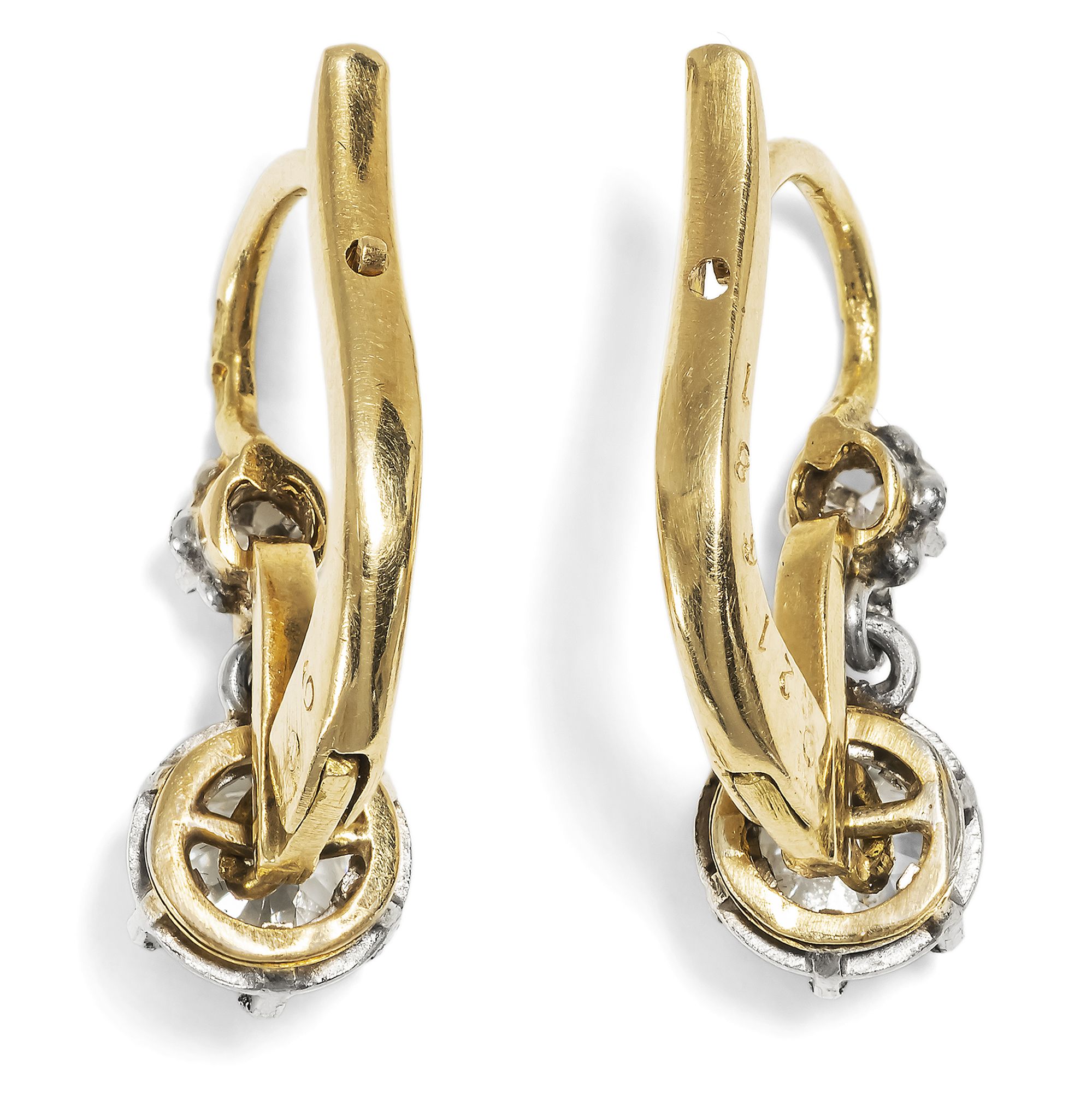 Antike Ohrringe mit Diamanten in Platin & Gold, Paris um 1910 Antike Ohrringe mit Diamanten in Platin & Gold, Paris um 1910