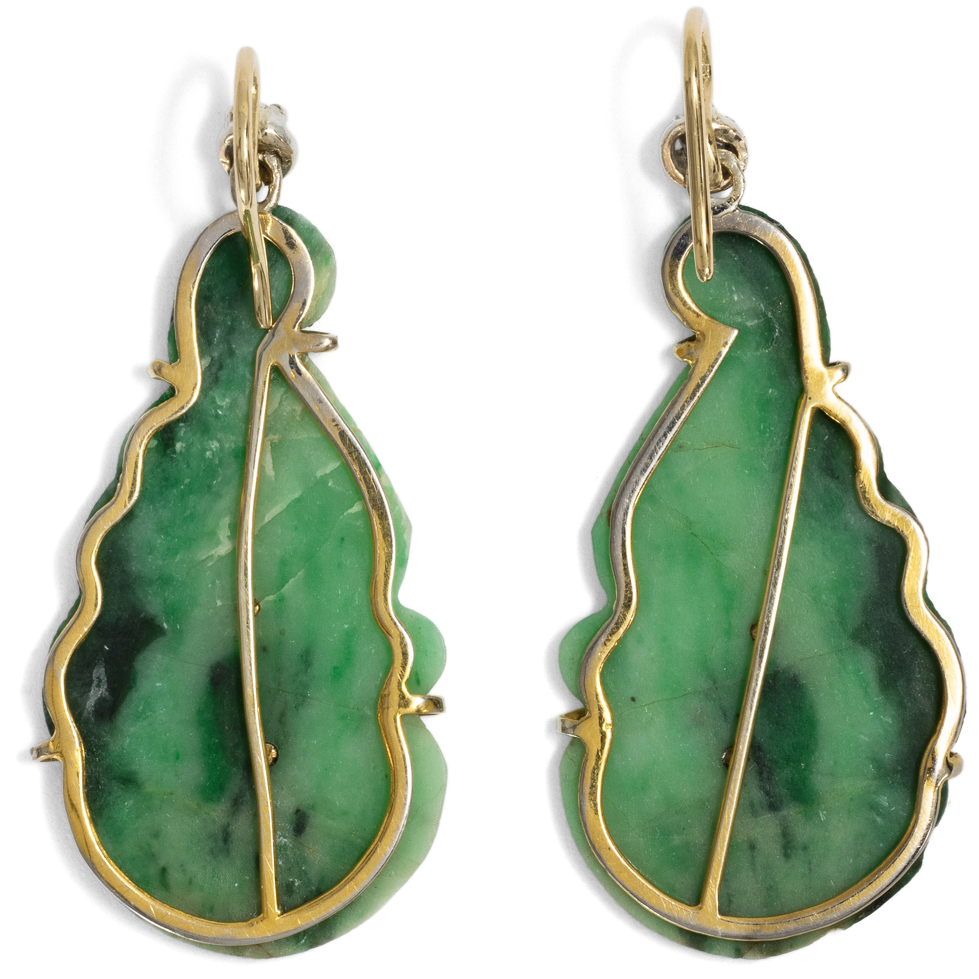 Unique Earrings From Our Workshop Featuring Chinese Jade Plaques and Antique Diamonds Unique Earrings From Our Workshop Featuring Chinese Jade Plaques and Antique Diamonds