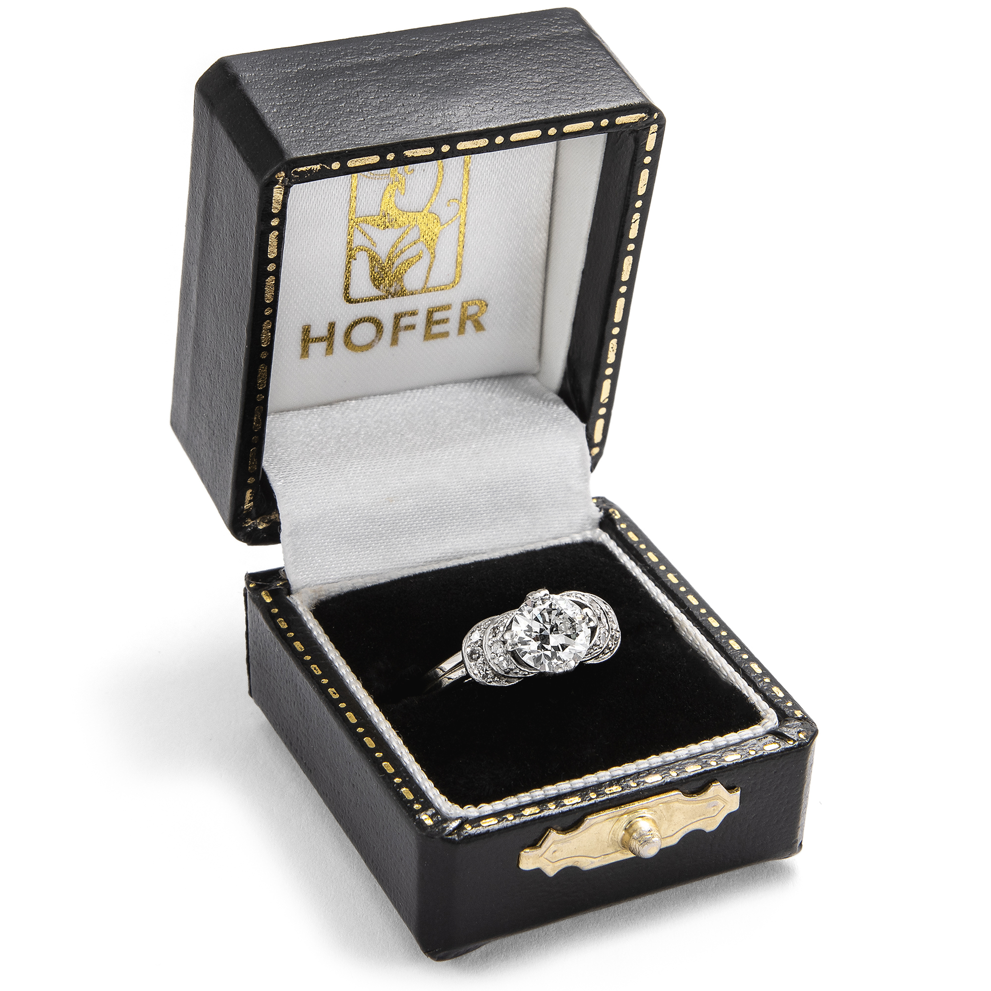 Wunderbarer antiker Diamantring aus Weißgold und Platin um 1935 Wunderbarer antiker Diamantring aus Weißgold und Platin um 1935