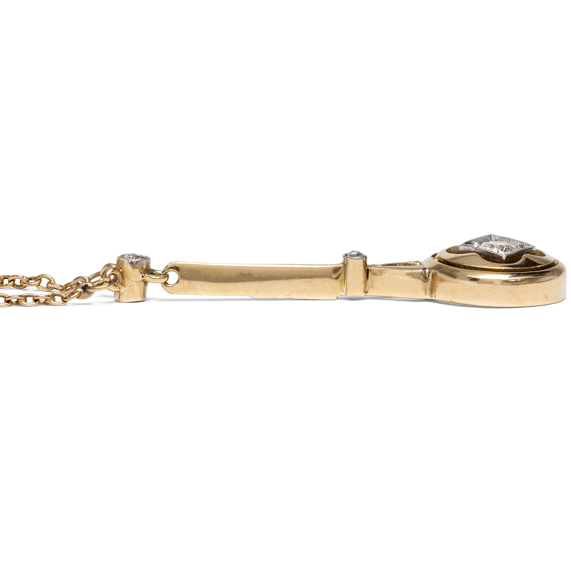 Zartes „Edna May“-Collier mit Diamanten in Gold & Platin, Deutschland um 1910 Zartes „Edna May“-Collier mit Diamanten in Gold & Platin, Deutschland um 1910