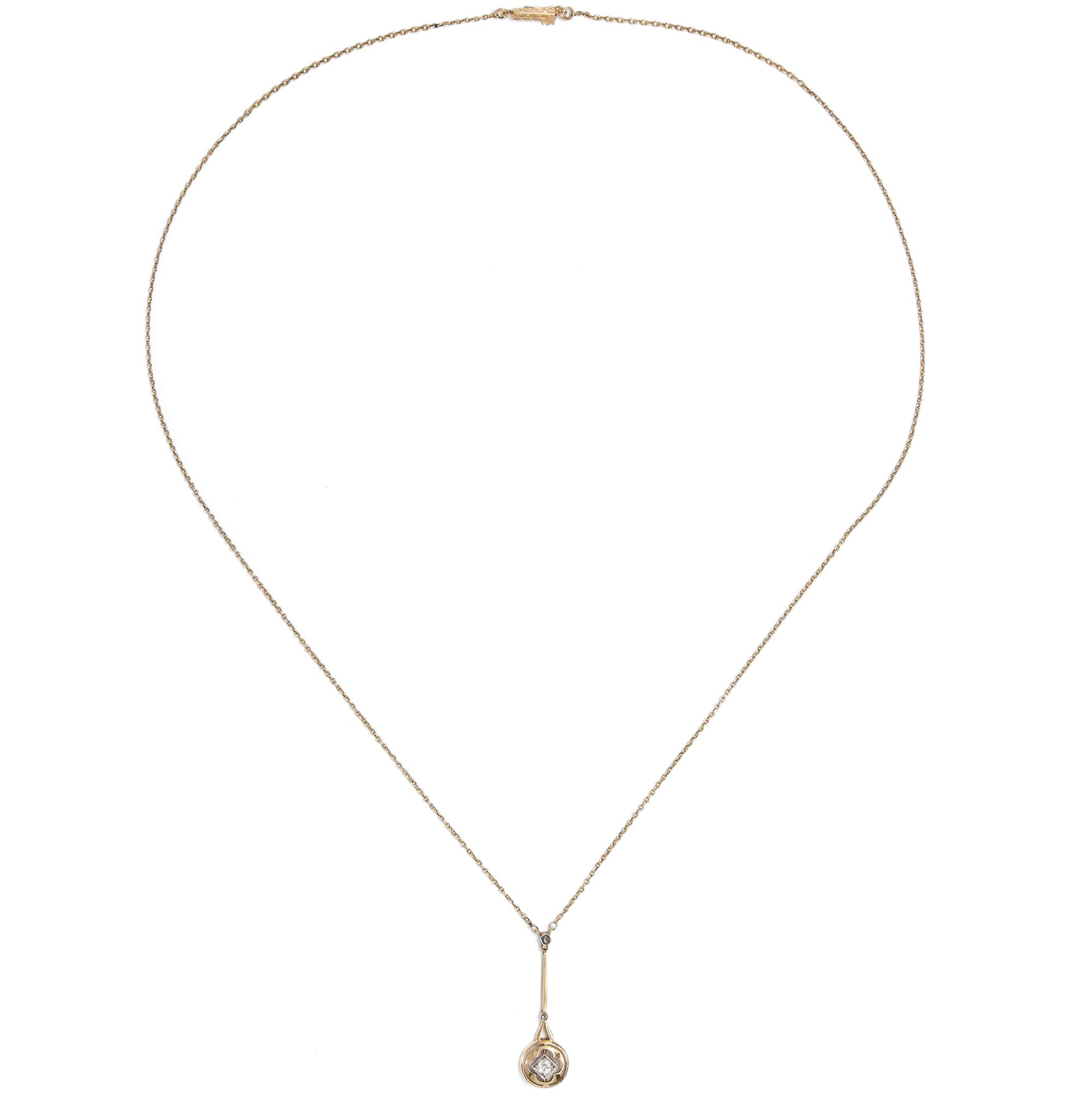 Zartes „Edna May“-Collier mit Diamanten in Gold & Platin, Deutschland um 1910 Zartes „Edna May“-Collier mit Diamanten in Gold & Platin, Deutschland um 1910