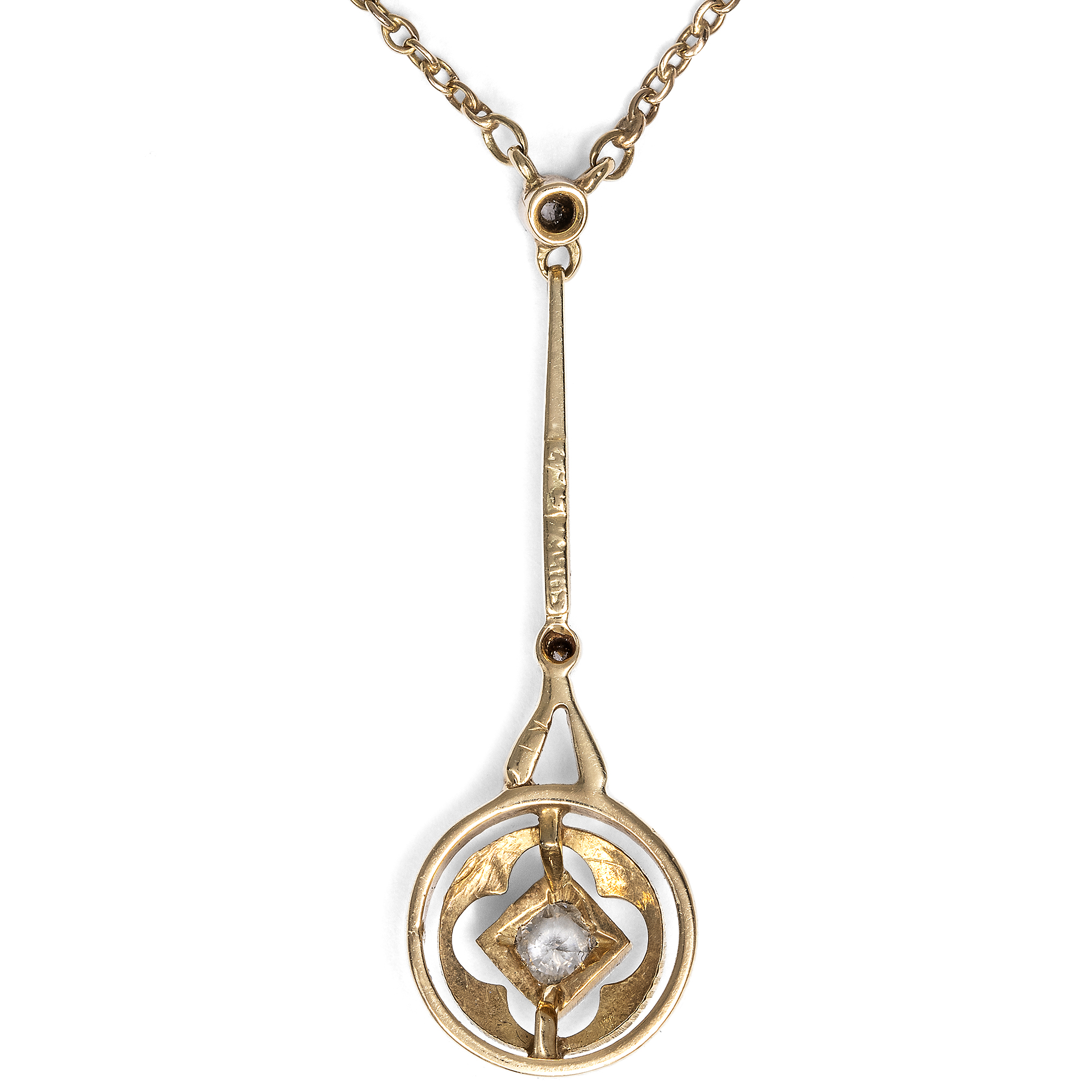 Zartes „Edna May“-Collier mit Diamanten in Gold & Platin, Deutschland um 1910 Zartes „Edna May“-Collier mit Diamanten in Gold & Platin, Deutschland um 1910