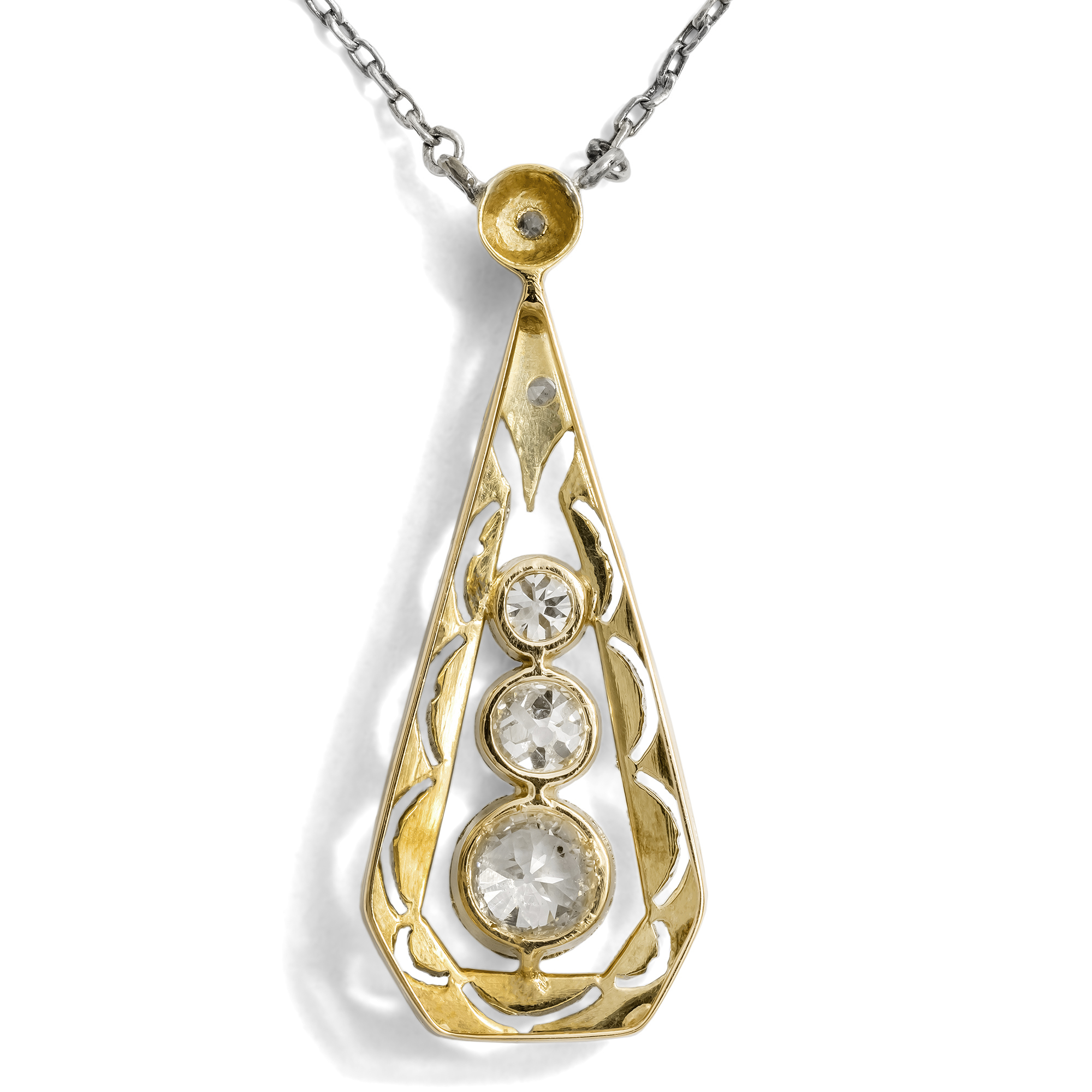 Art Déco Diamant-Collier in Gold und Platin, Deutschland um 1930 Art Déco Diamant-Collier in Gold und Platin, Deutschland um 1930