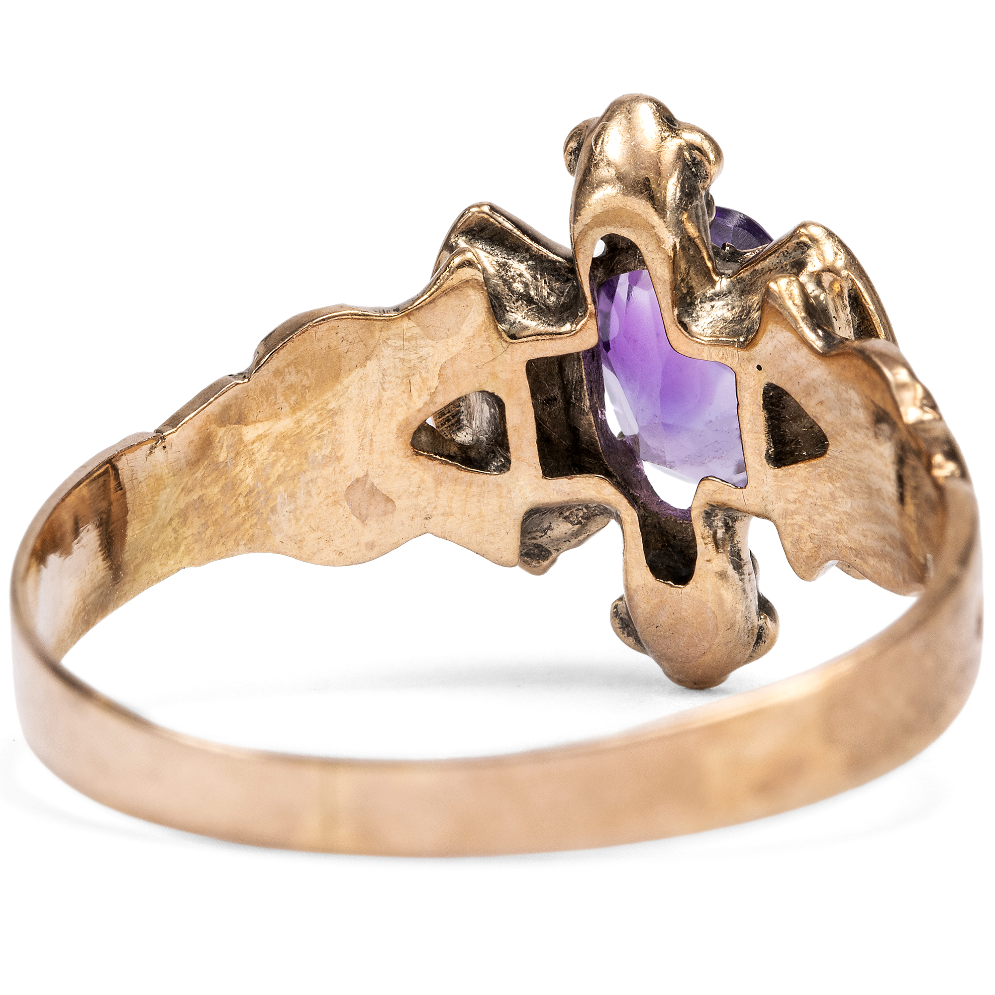 Zarter Goldring mit Amethyst und Perlen, um 1890 Zarter Goldring mit Amethyst und Perlen, um 1890