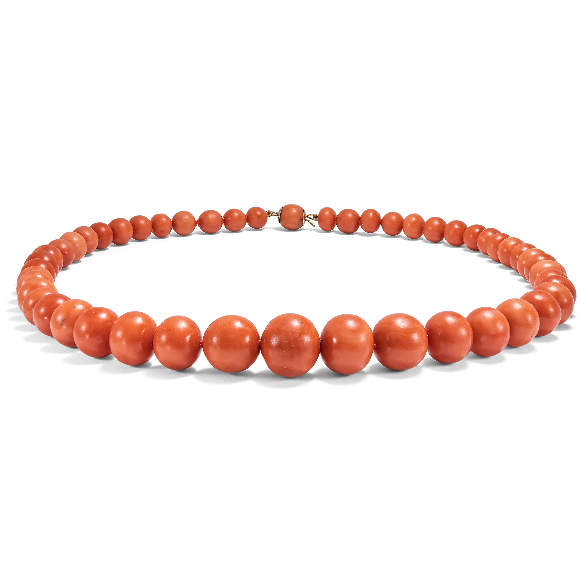 Beeindruckende Kette aus großen Mittelmeerkorallen, Mitte des 20. Jhdts. Beeindruckende Kette aus großen Mittelmeerkorallen, Mitte des 20. Jhdts.