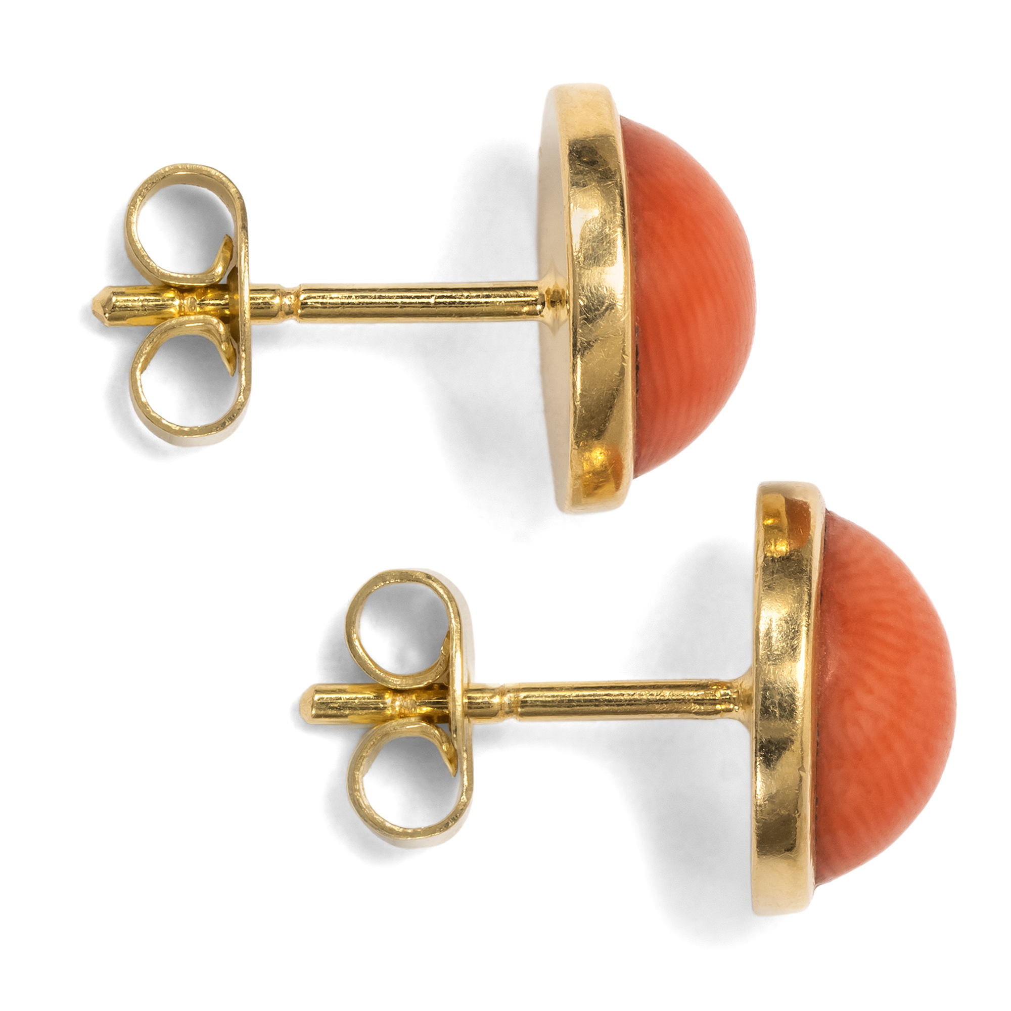 Schöne vintage Ohrstecker mit roter Koralle in Gold, um 1985 Schöne vintage Ohrstecker mit roter Koralle in Gold, um 1985