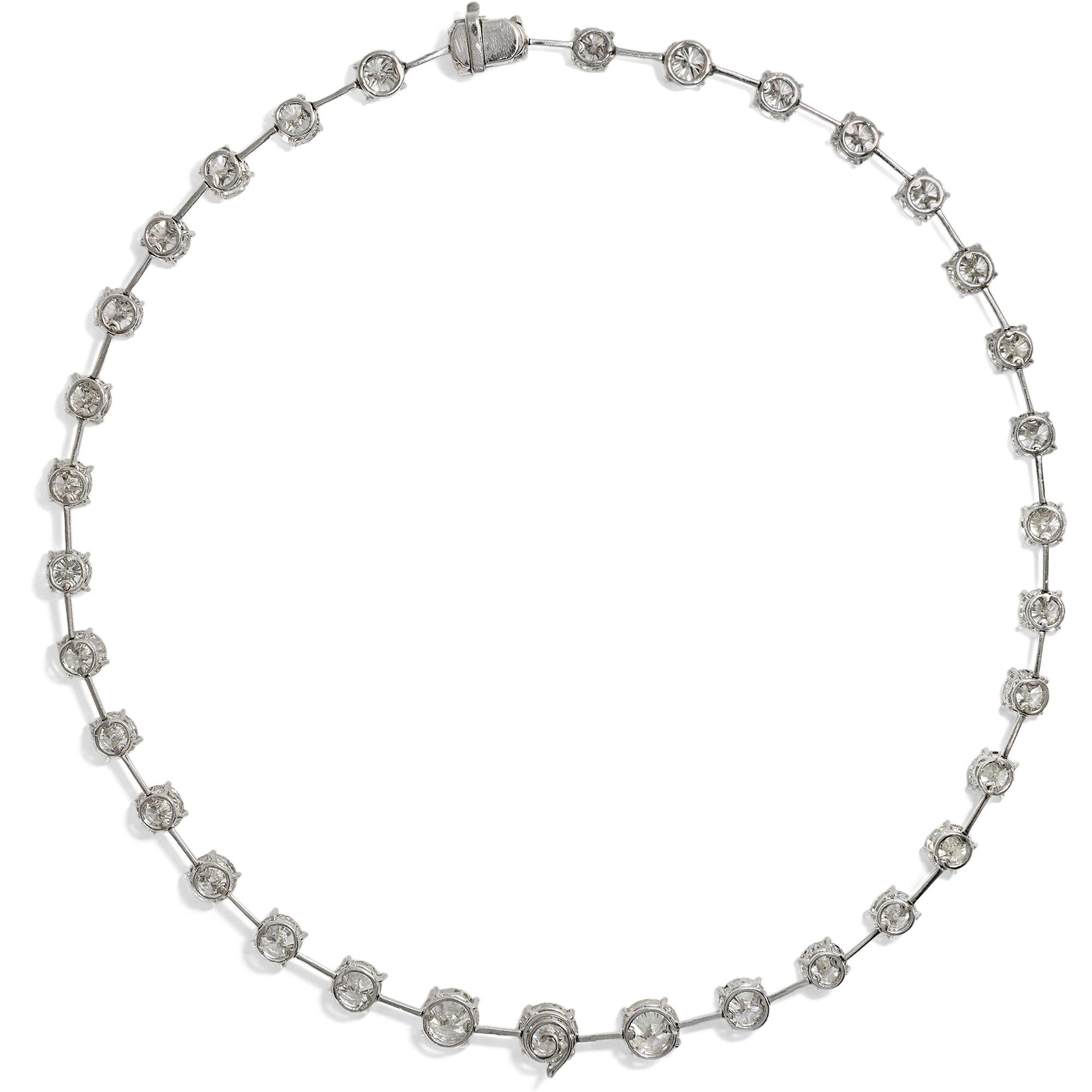 Luxuriöse Rivière mit 38,50 ct Brillanten in Weißgold & Platin, um 1990 Luxuriöse Rivière mit 38,50 ct Brillanten in Weißgold & Platin, um 1990