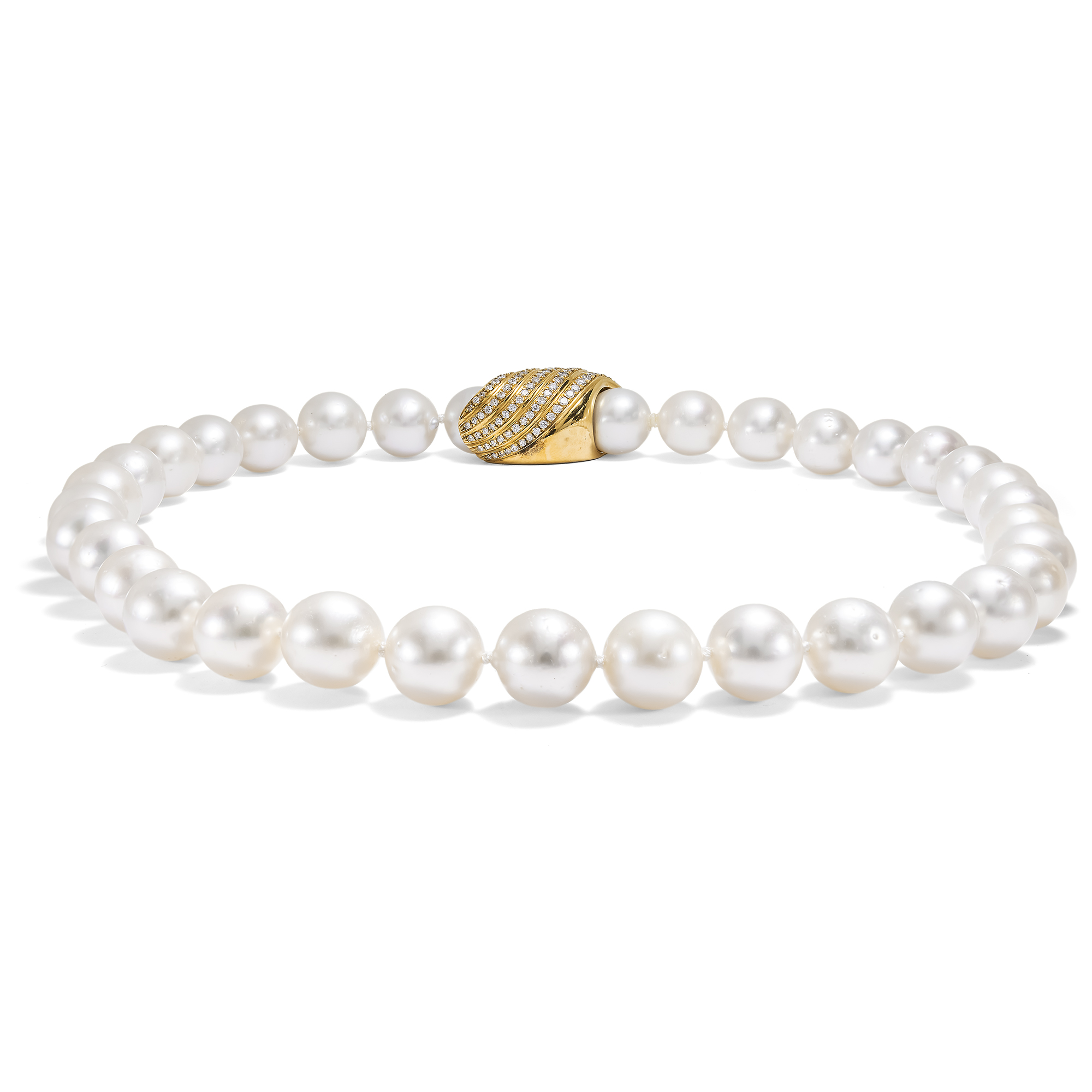 Wunderbares Collier aus Südseeperlen, Gold und 2,50 ct Diamanten, Nardi, Venedig um 1995 Wunderbares Collier aus Südseeperlen, Gold und 2,50 ct Diamanten, Nardi, Venedig um 1995