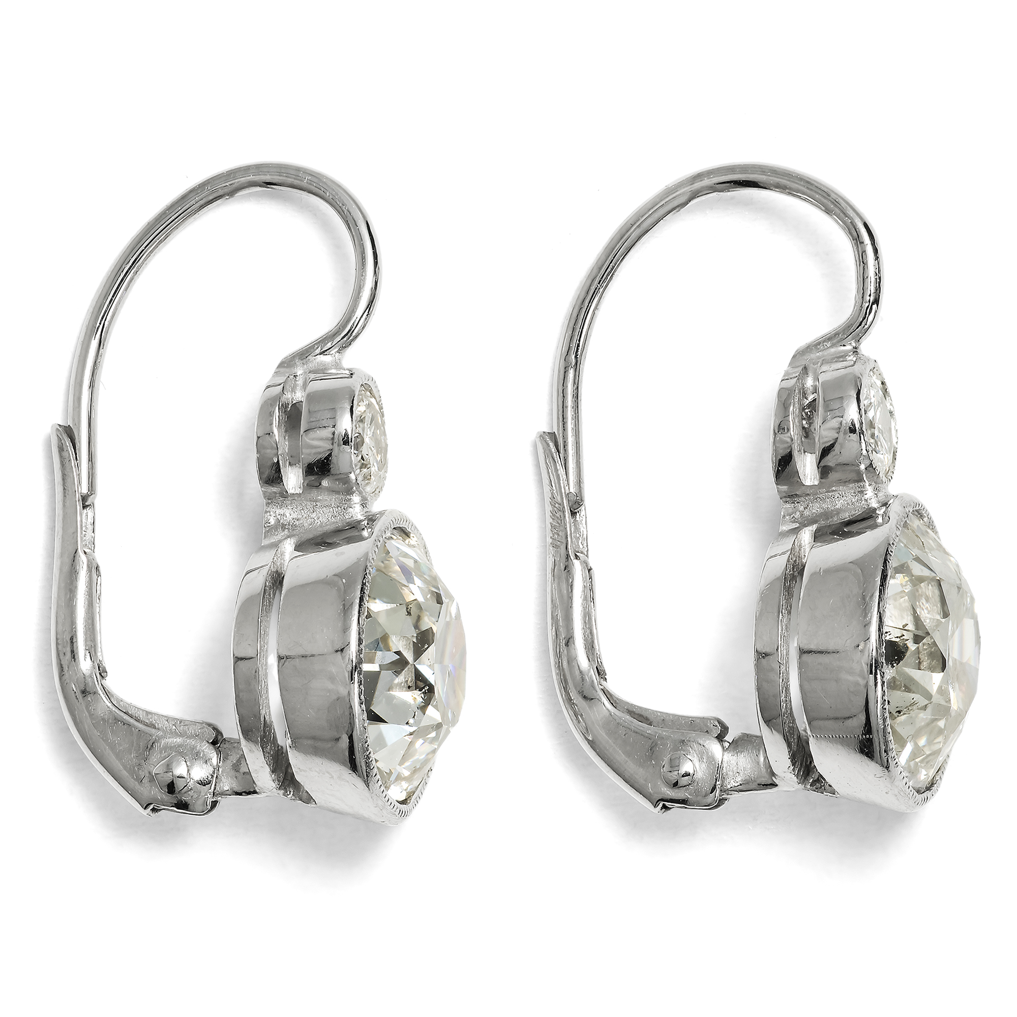 Moderne Ohrringe mit 4,00 ct antiker Diamanten im Altschliff, um 1990 Moderne Ohrringe mit 4,00 ct antiker Diamanten im Altschliff, um 1990