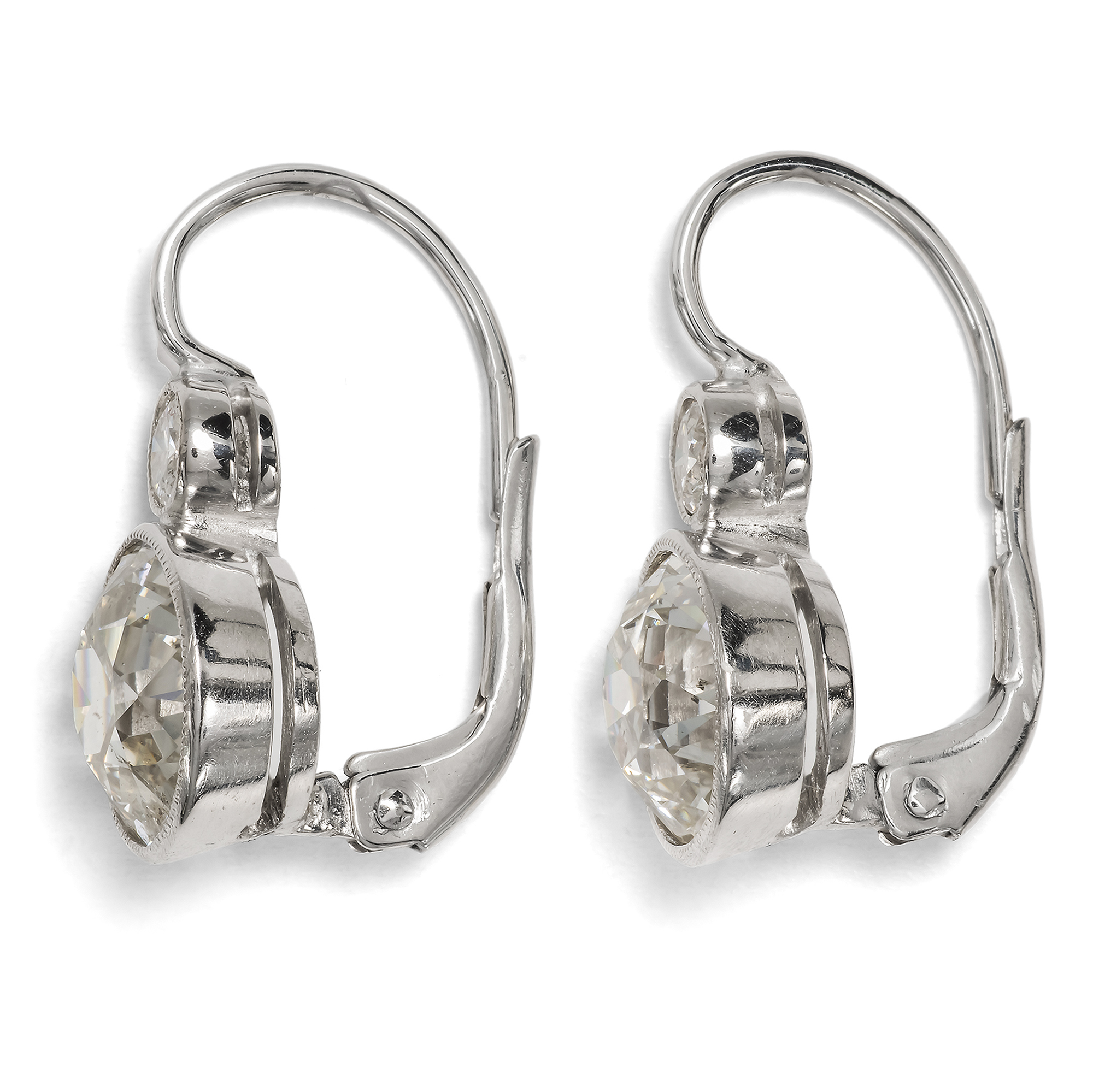 Moderne Ohrringe mit 4,00 ct antiker Diamanten im Altschliff, um 1990 Moderne Ohrringe mit 4,00 ct antiker Diamanten im Altschliff, um 1990