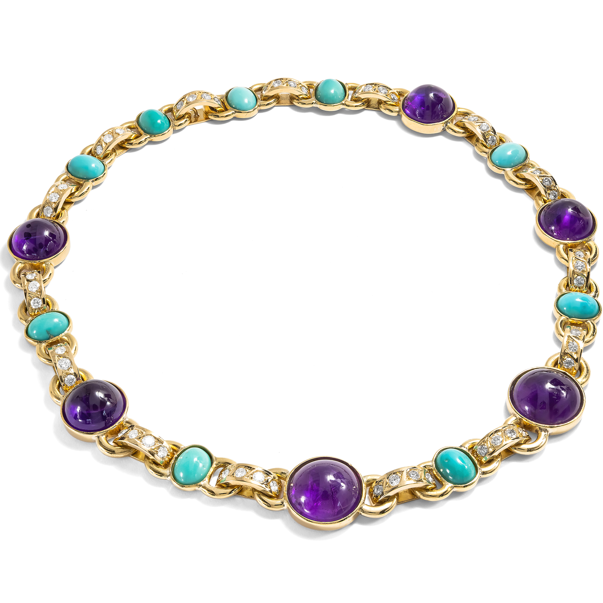 Prachtvolles Schmuckset mit Türkisen, Amethysten & Brillanten von Filippo Moroni, Rom um 1990 Prachtvolles Schmuckset mit Türkisen, Amethysten & Brillanten von Filippo Moroni, Rom um 1990