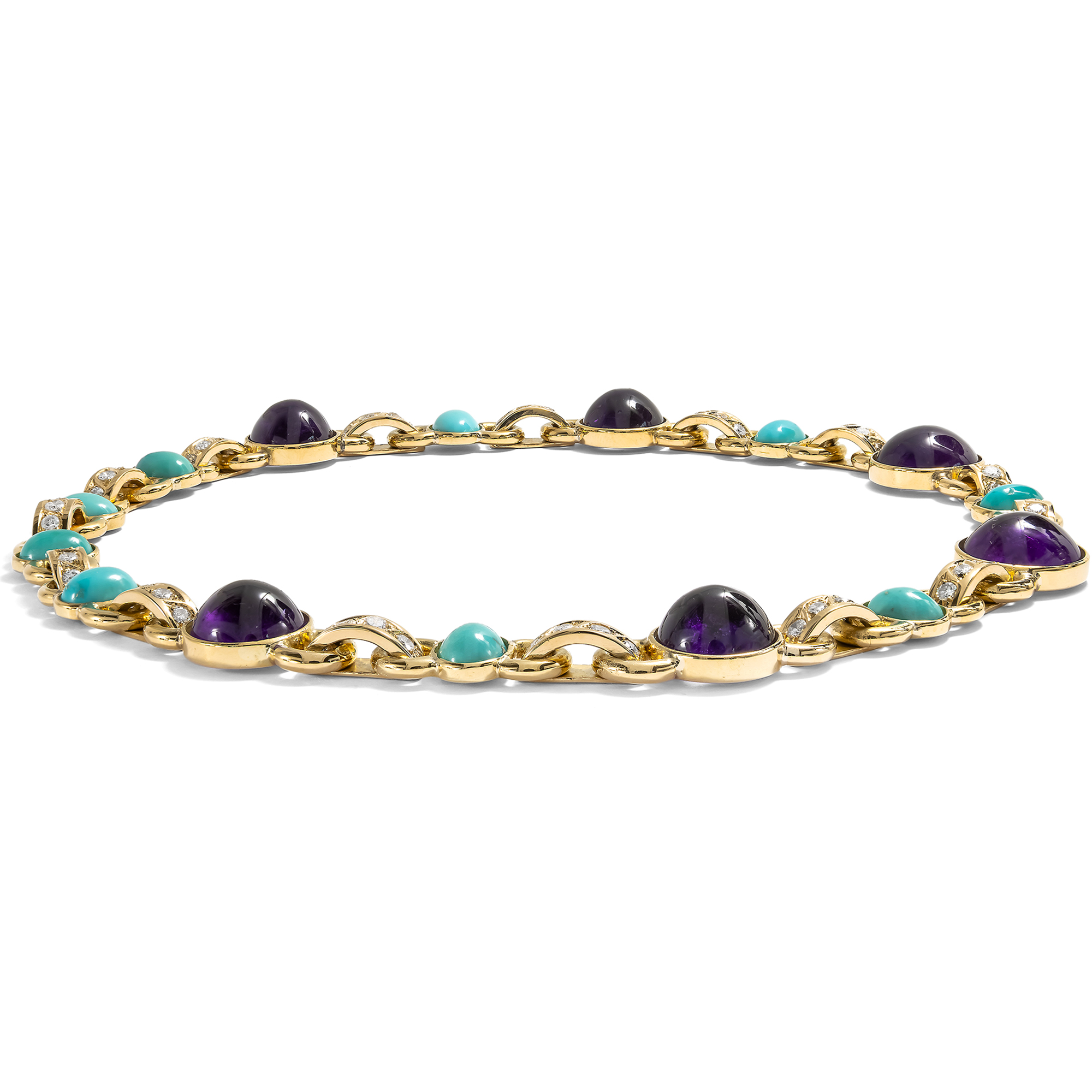Prachtvolles Schmuckset mit Türkisen, Amethysten & Brillanten von Filippo Moroni, Rom um 1990 Prachtvolles Schmuckset mit Türkisen, Amethysten & Brillanten von Filippo Moroni, Rom um 1990