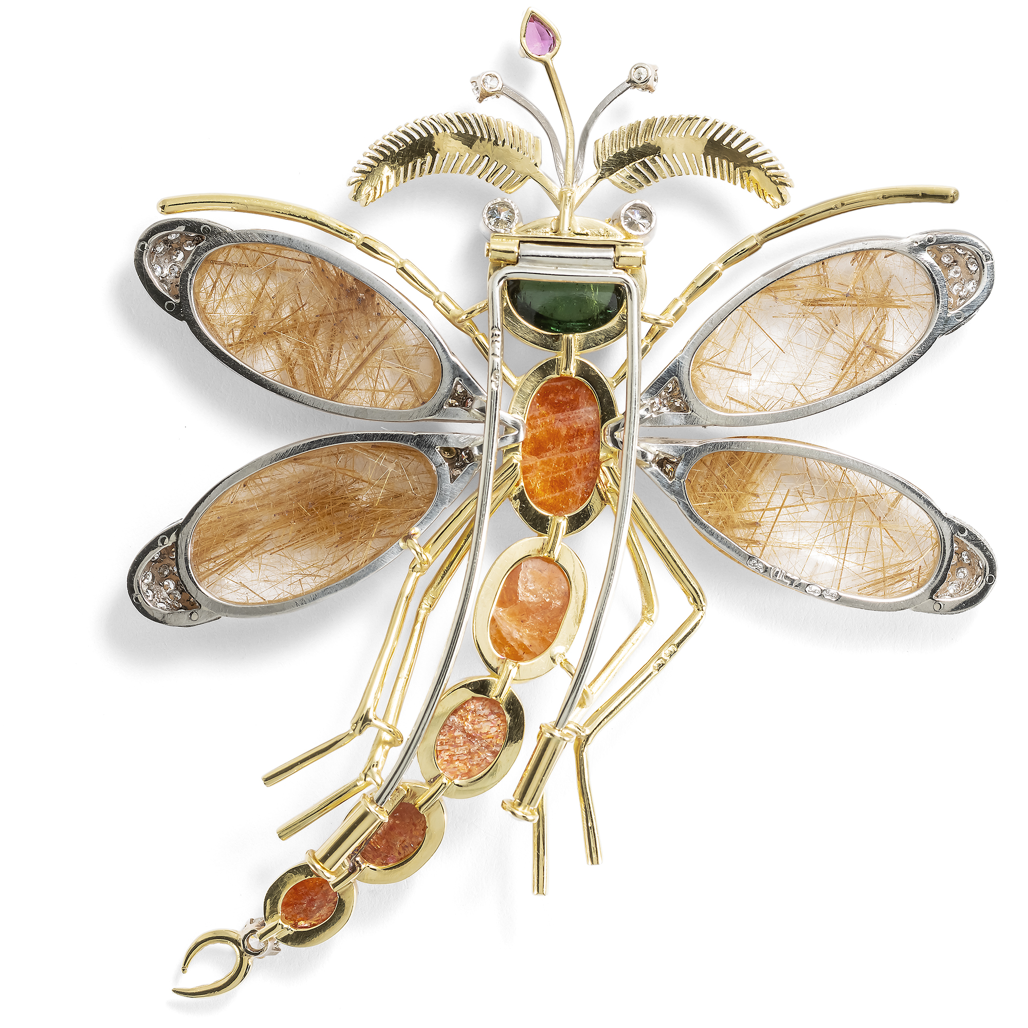 Prachtvolle vintage Insekten-Brosche aus Gold und Edelsteinen, Salzburg um 1985 Prachtvolle vintage Insekten-Brosche aus Gold und Edelsteinen, Salzburg um 1985