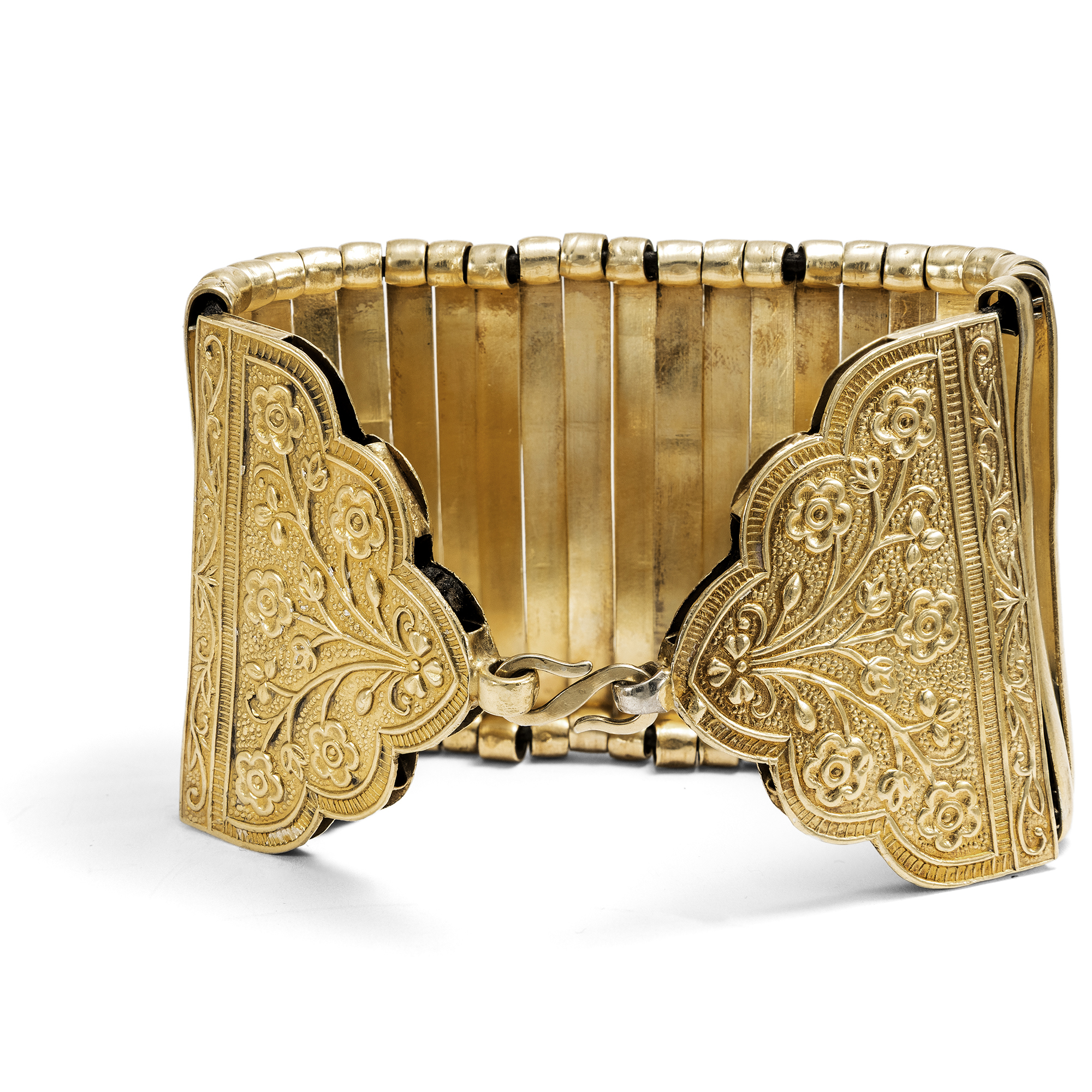 Wide Vintage Gilt Silver Bracelet, India, Mid-20th Century Wide Vintage Gilt Silver Bracelet, India, Mid-20th Century