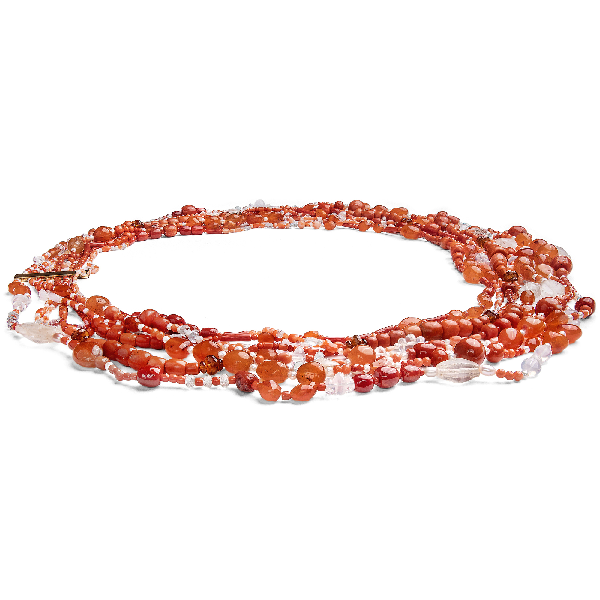 Large, Eight-Row Necklace Made of Coral, Pearls, and Gemstones, Salzburg, c. 2000 Large, Eight-Row Necklace Made of Coral, Pearls, and Gemstones, Salzburg, c. 2000