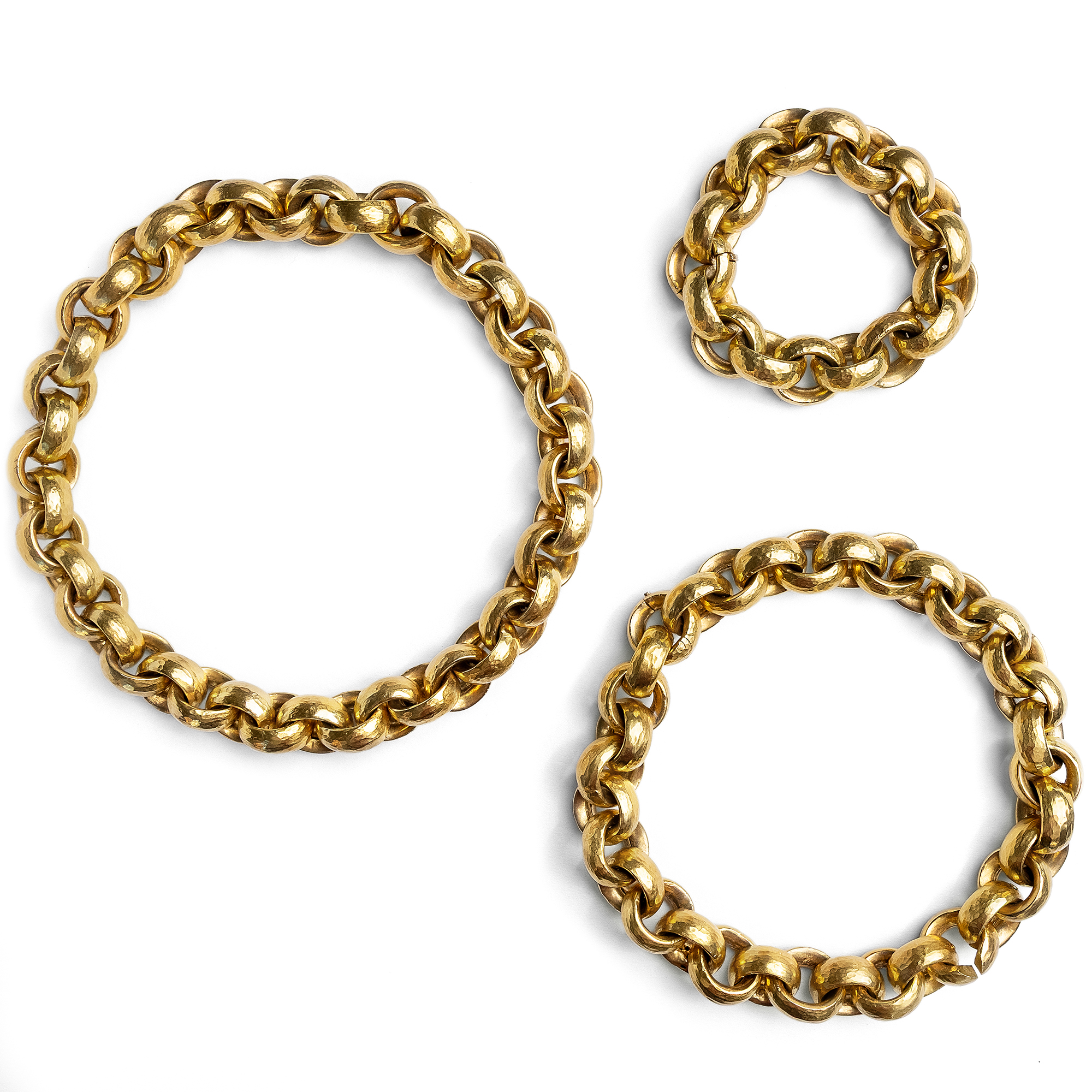 Fabelhafte, wandelbare Kette mit Armbändern aus 936 Gramm 18-karätigem Gold, um 1985 Fabelhafte, wandelbare Kette mit Armbändern aus 936 Gramm 18-karätigem Gold, um 1985