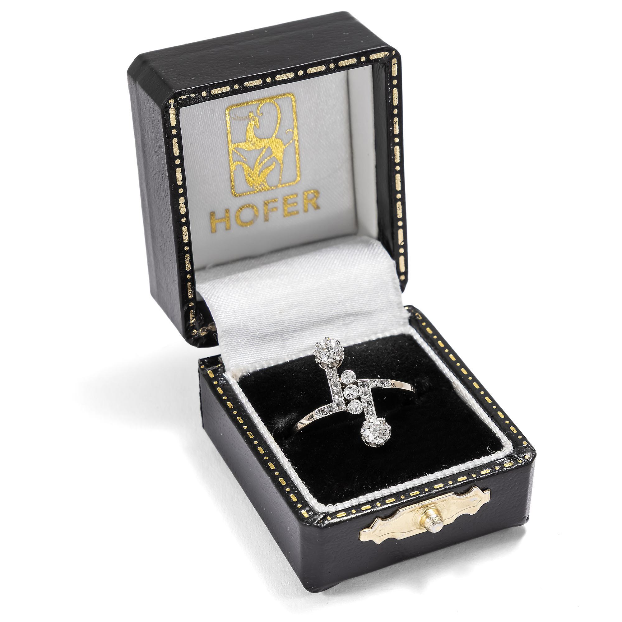 Romantischer „Toi-et-Moi“-Ring mit Diamanten in Gold & Platin, Deutschand um 1910 Romantischer „Toi-et-Moi“-Ring mit Diamanten in Gold & Platin, Deutschand um 1910