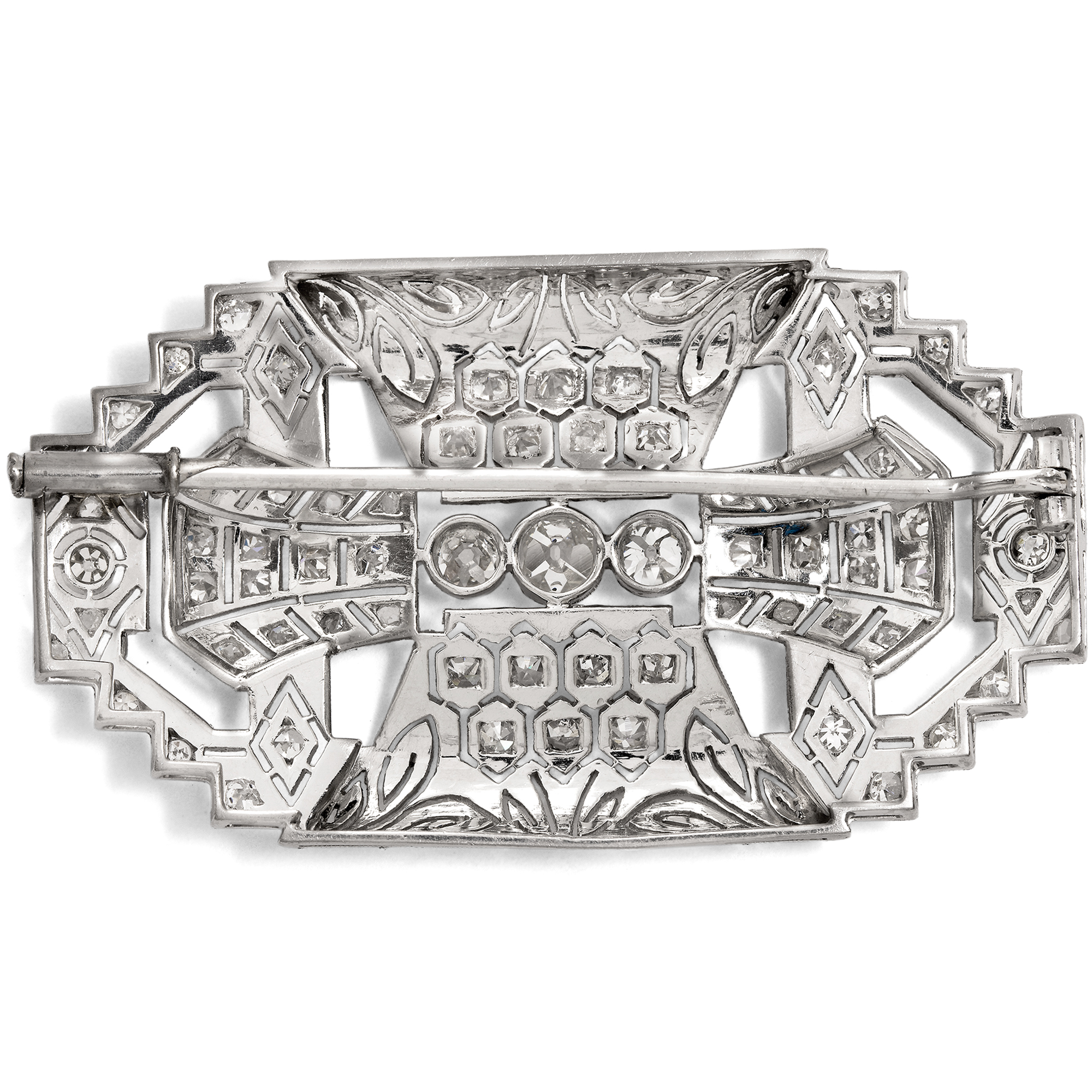 Prachtvolle Brosche des Art Déco aus Platin & Diamanten, um 1930 Prachtvolle Brosche des Art Déco aus Platin & Diamanten, um 1930
