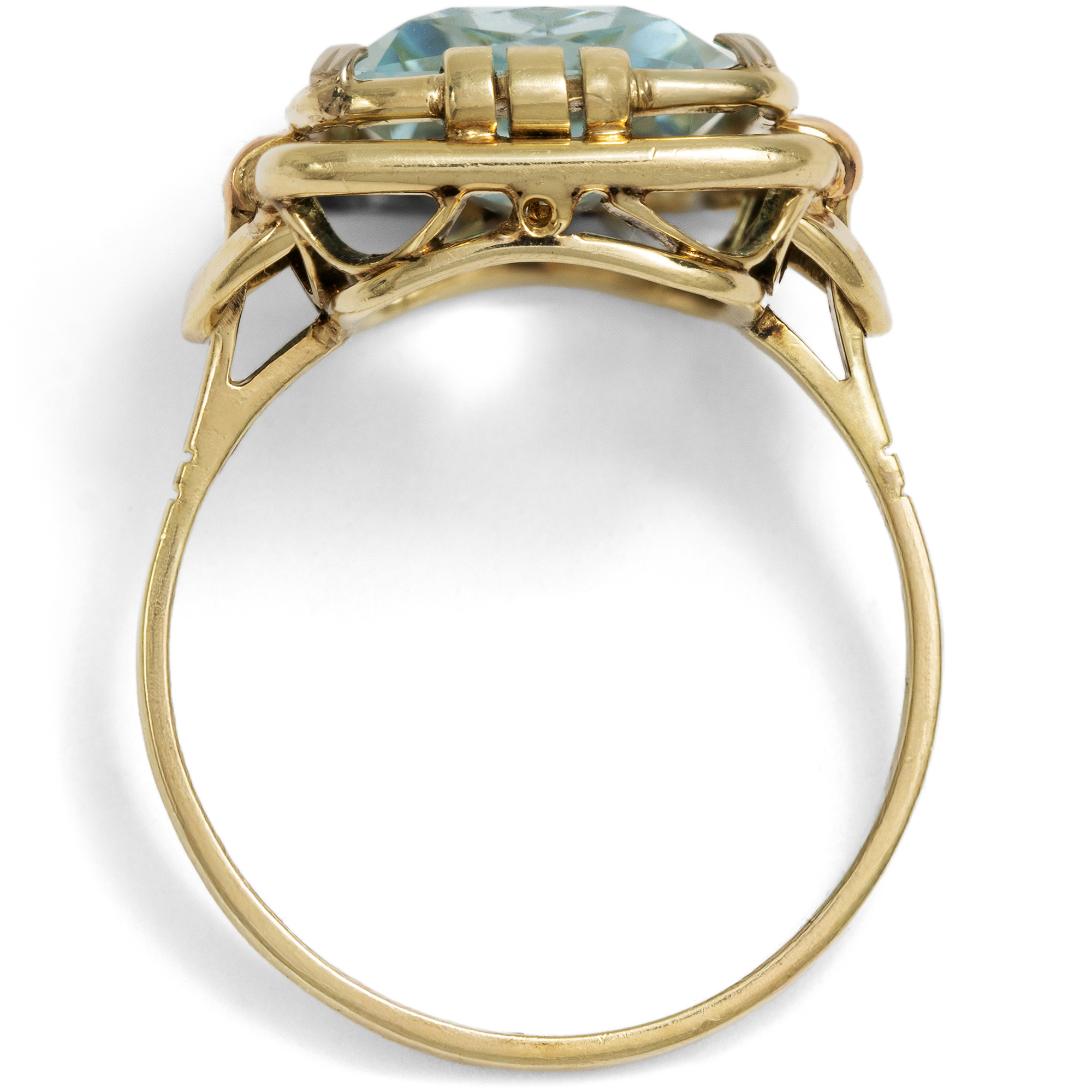 Ausdrucksstarker Ring des Art Déco Ring Aquamarin in mehrfarbigem Gold, um 1940 Ausdrucksstarker Ring des Art Déco Ring Aquamarin in mehrfarbigem Gold, um 1940
