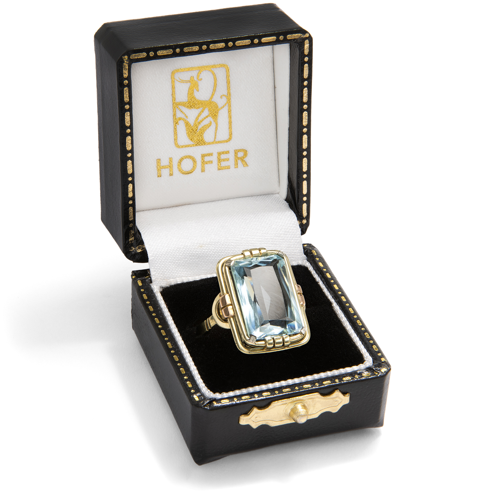Ausdrucksstarker Ring des Art Déco Ring Aquamarin in mehrfarbigem Gold, um 1940 Ausdrucksstarker Ring des Art Déco Ring Aquamarin in mehrfarbigem Gold, um 1940