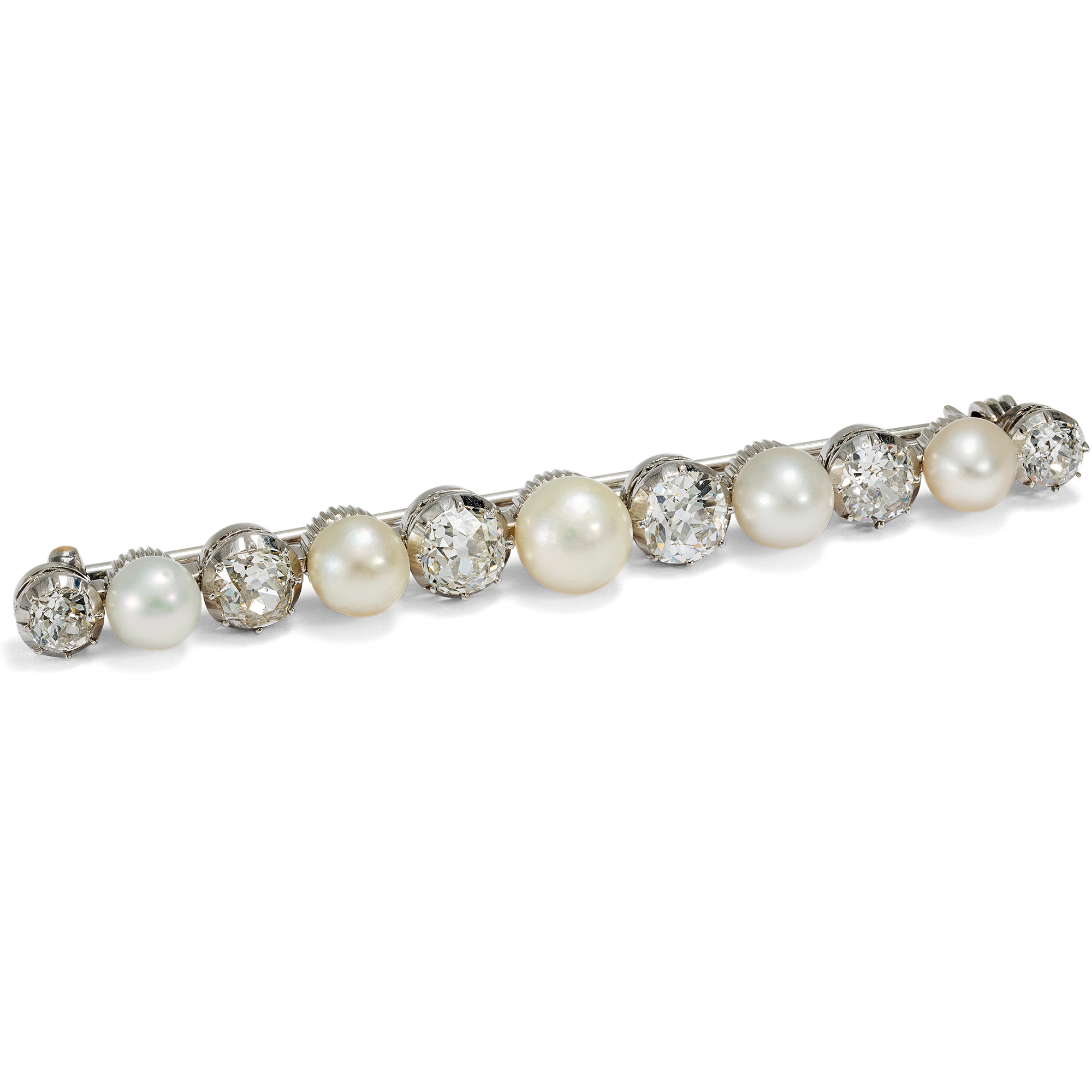 Antique Platinum Brooch with Diamonds & Oriental Pearls, Gebrüder Friedländer, Berlin c. 1900 Antique Platinum Brooch with Diamonds & Oriental Pearls, Gebrüder Friedländer, Berlin c. 1900