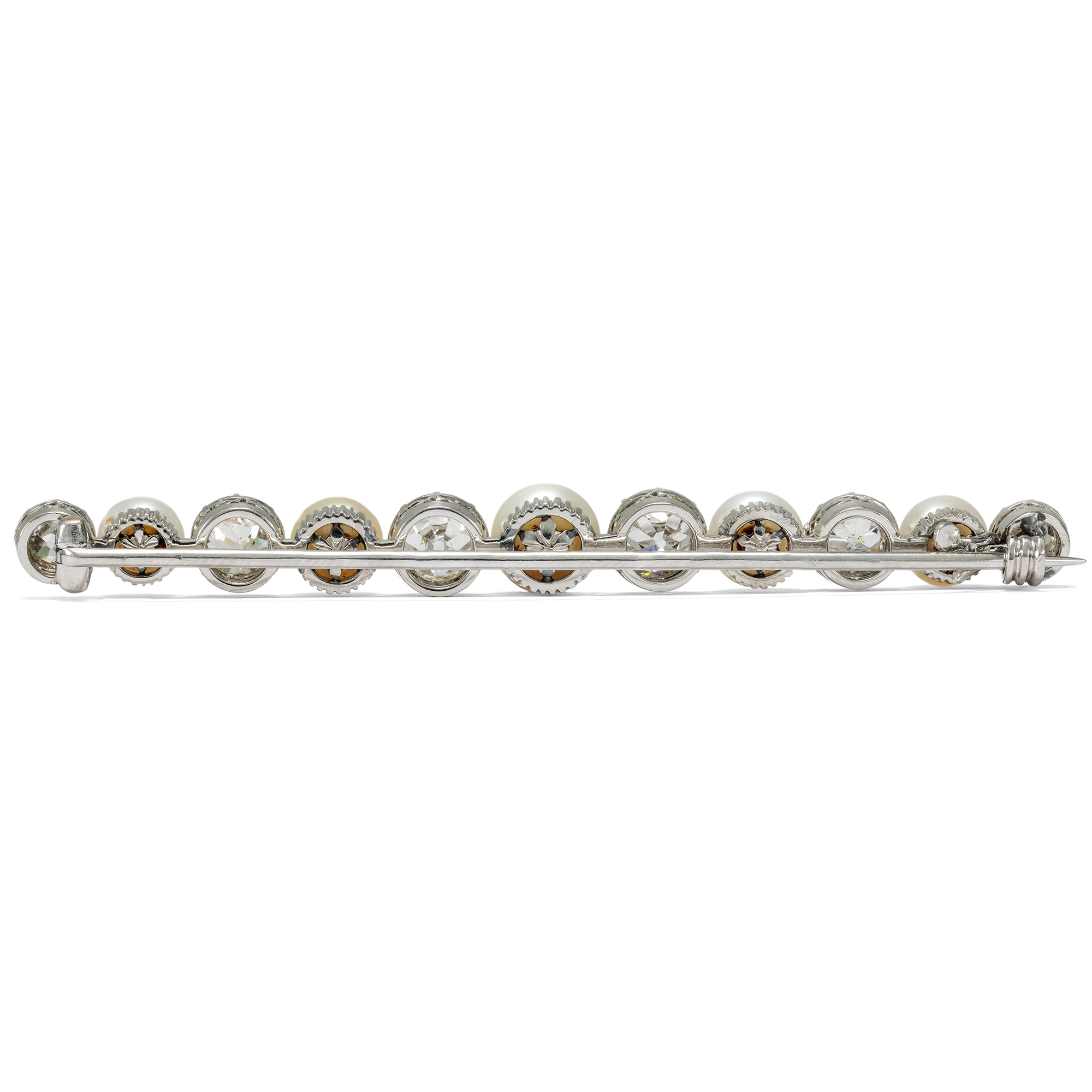 Antique Platinum Brooch with Diamonds & Oriental Pearls, Gebrüder Friedländer, Berlin c. 1900 Antique Platinum Brooch with Diamonds & Oriental Pearls, Gebrüder Friedländer, Berlin c. 1900