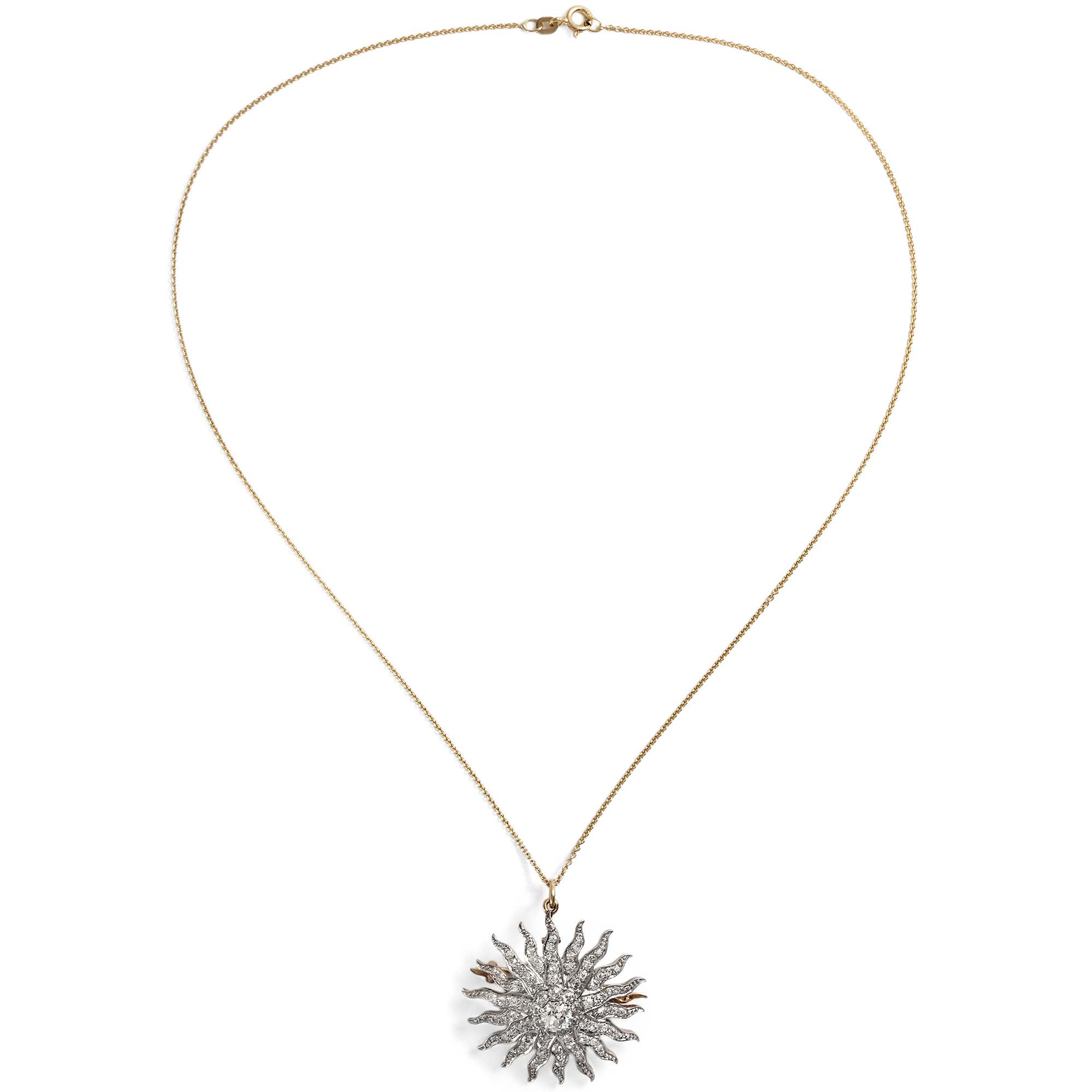 Convertible Antique Pendant-Brooch with 3.27 ct Old-Cut Diamonds, c. 1890 Convertible Antique Pendant-Brooch with 3.27 ct Old-Cut Diamonds, c. 1890