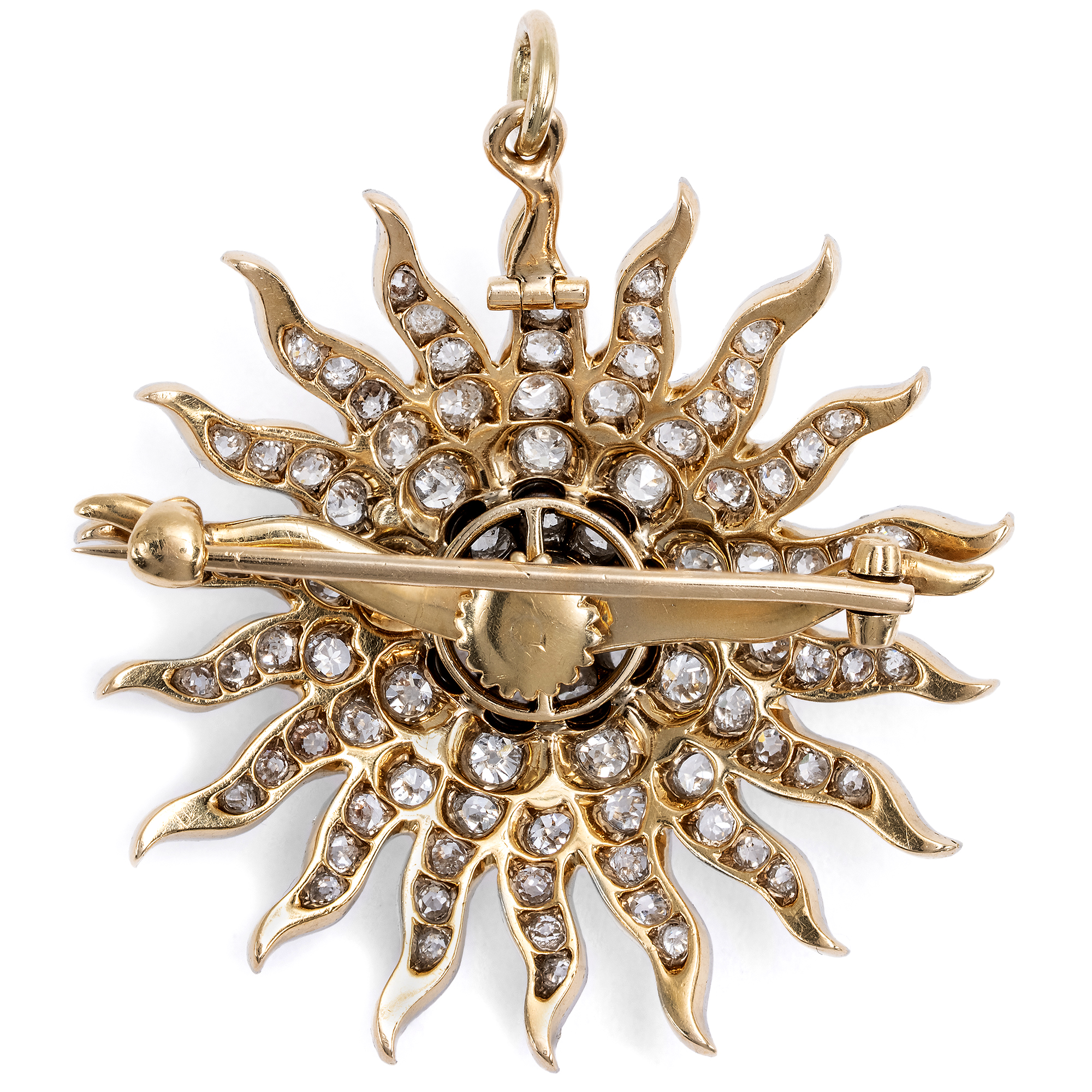 Convertible Antique Pendant-Brooch with 3.27 ct Old-Cut Diamonds, c. 1890 Convertible Antique Pendant-Brooch with 3.27 ct Old-Cut Diamonds, c. 1890