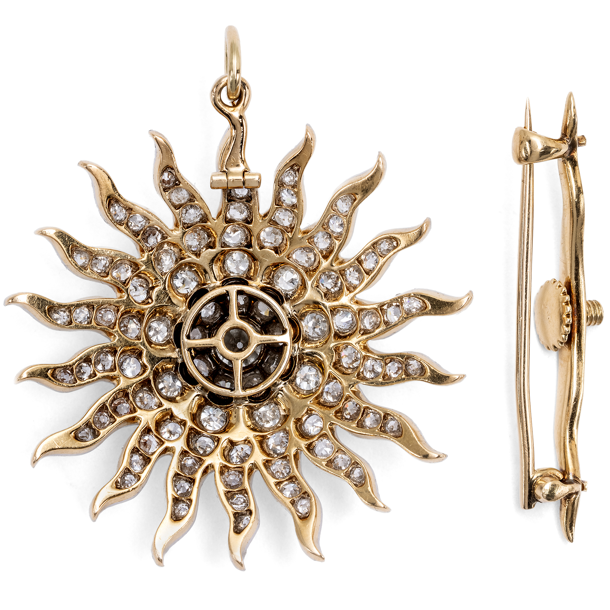 Convertible Antique Pendant-Brooch with 3.27 ct Old-Cut Diamonds, c. 1890 Convertible Antique Pendant-Brooch with 3.27 ct Old-Cut Diamonds, c. 1890