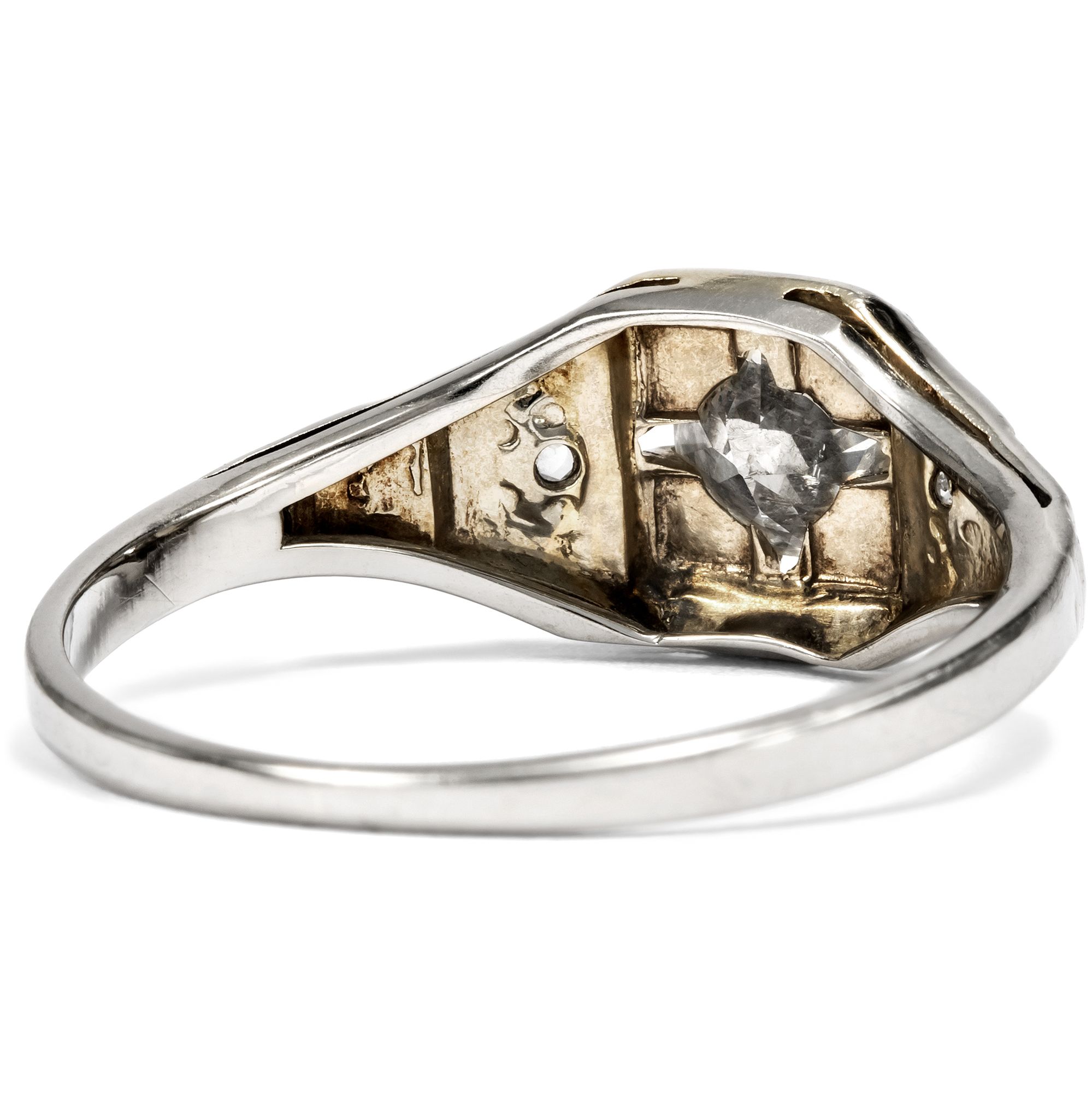 Eleganter Ring des Art Déco mit Diamant-Solitär in Weißgold, um 1930 Eleganter Ring des Art Déco mit Diamant-Solitär in Weißgold, um 1930