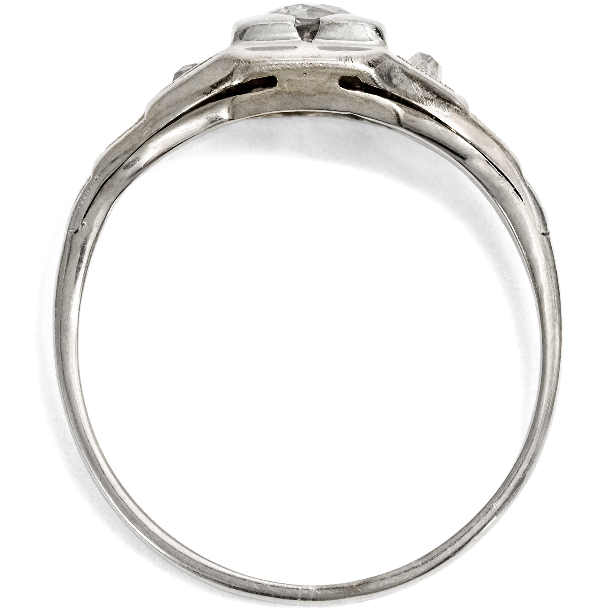 Eleganter Ring des Art Déco mit Diamant-Solitär in Weißgold, um 1930 Eleganter Ring des Art Déco mit Diamant-Solitär in Weißgold, um 1930