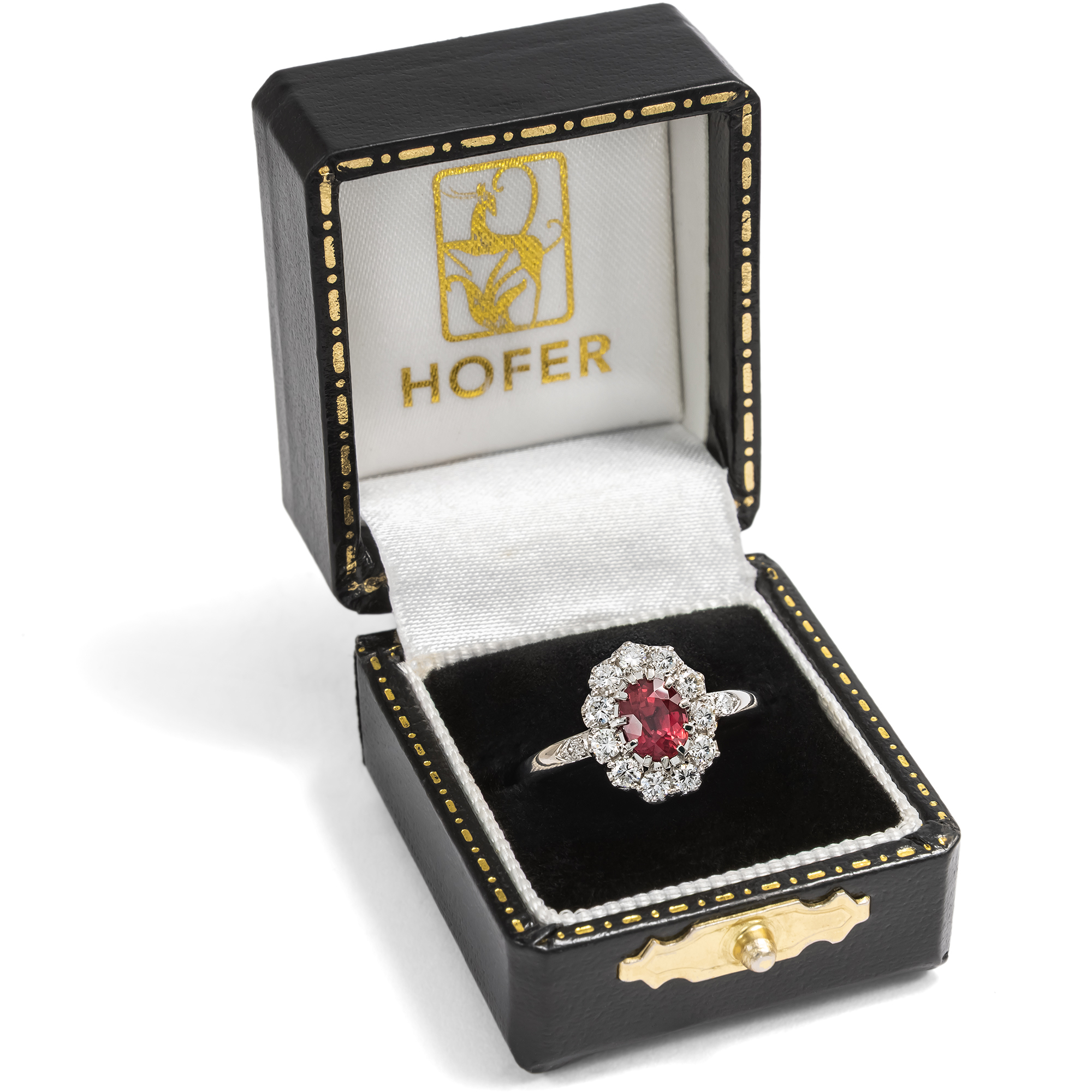 Eleganter Ring mit unbehandeltem Rubin & Brillanten in Platin, aus unserer Werkstatt Eleganter Ring mit unbehandeltem Rubin & Brillanten in Platin, aus unserer Werkstatt