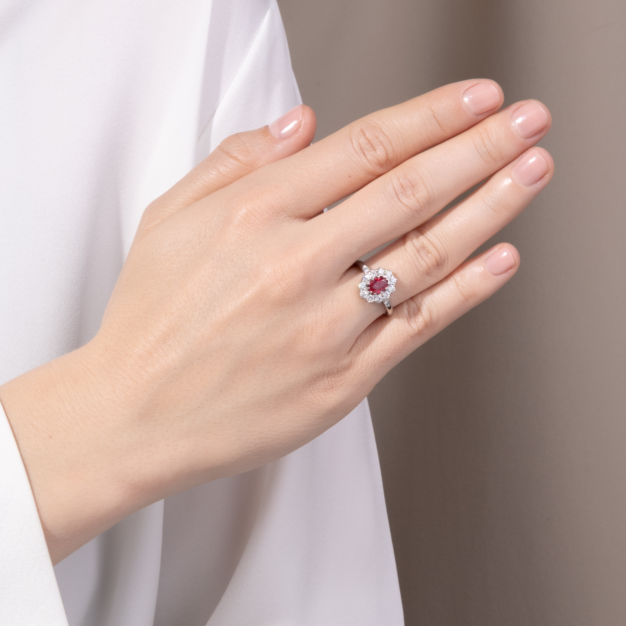 Elegant Ring with Untreated Ruby & Diamonds in Platinum, From Our Workshop Elegant Ring with Untreated Ruby & Diamonds in Platinum, From Our Workshop