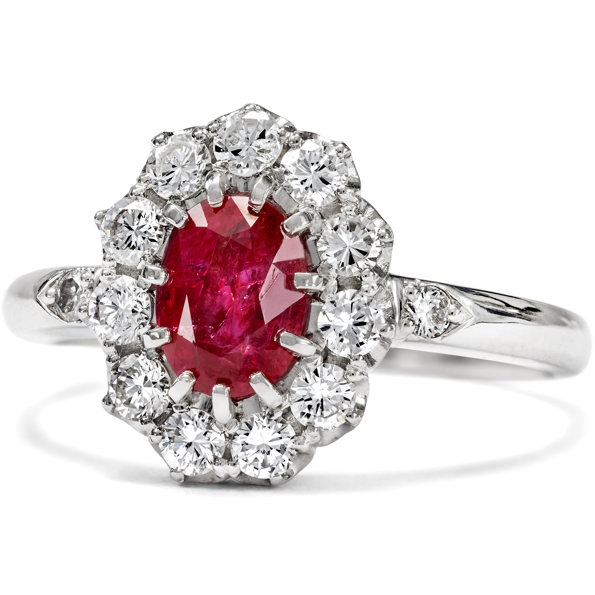 Elegant Ring with Untreated Ruby & Diamonds in Platinum, From Our Workshop Elegant Ring with Untreated Ruby & Diamonds in Platinum, From Our Workshop