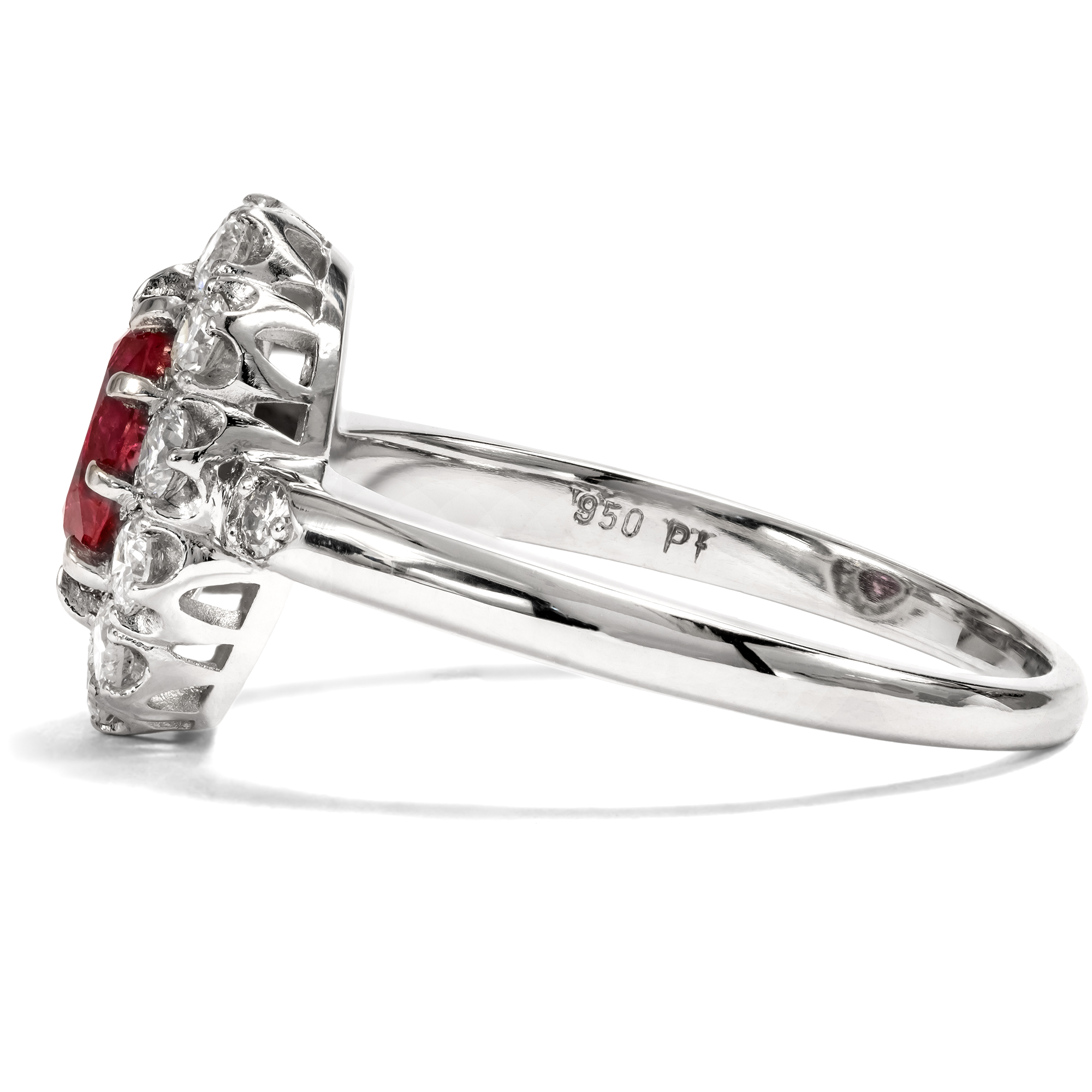 Elegant Ring with Untreated Ruby & Diamonds in Platinum, From Our Workshop Elegant Ring with Untreated Ruby & Diamonds in Platinum, From Our Workshop