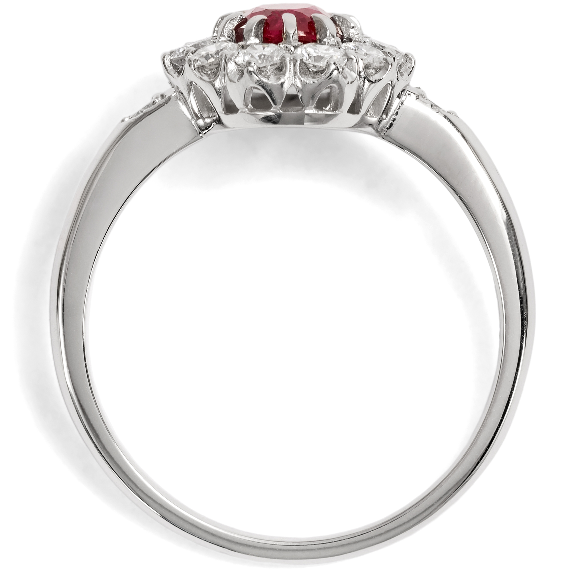 Elegant Ring with Untreated Ruby & Diamonds in Platinum, From Our Workshop Elegant Ring with Untreated Ruby & Diamonds in Platinum, From Our Workshop