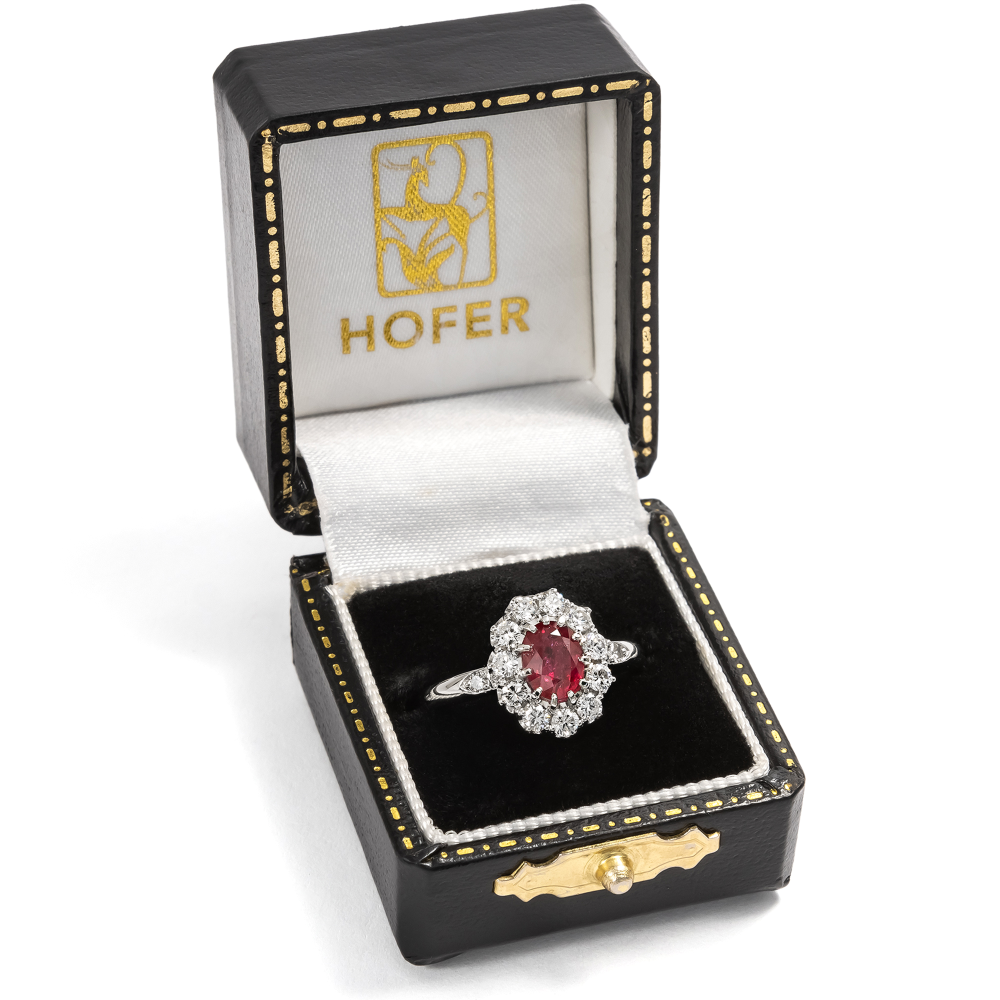 Elegant Ring with Untreated Ruby & Diamonds in Platinum, From Our Workshop Elegant Ring with Untreated Ruby & Diamonds in Platinum, From Our Workshop