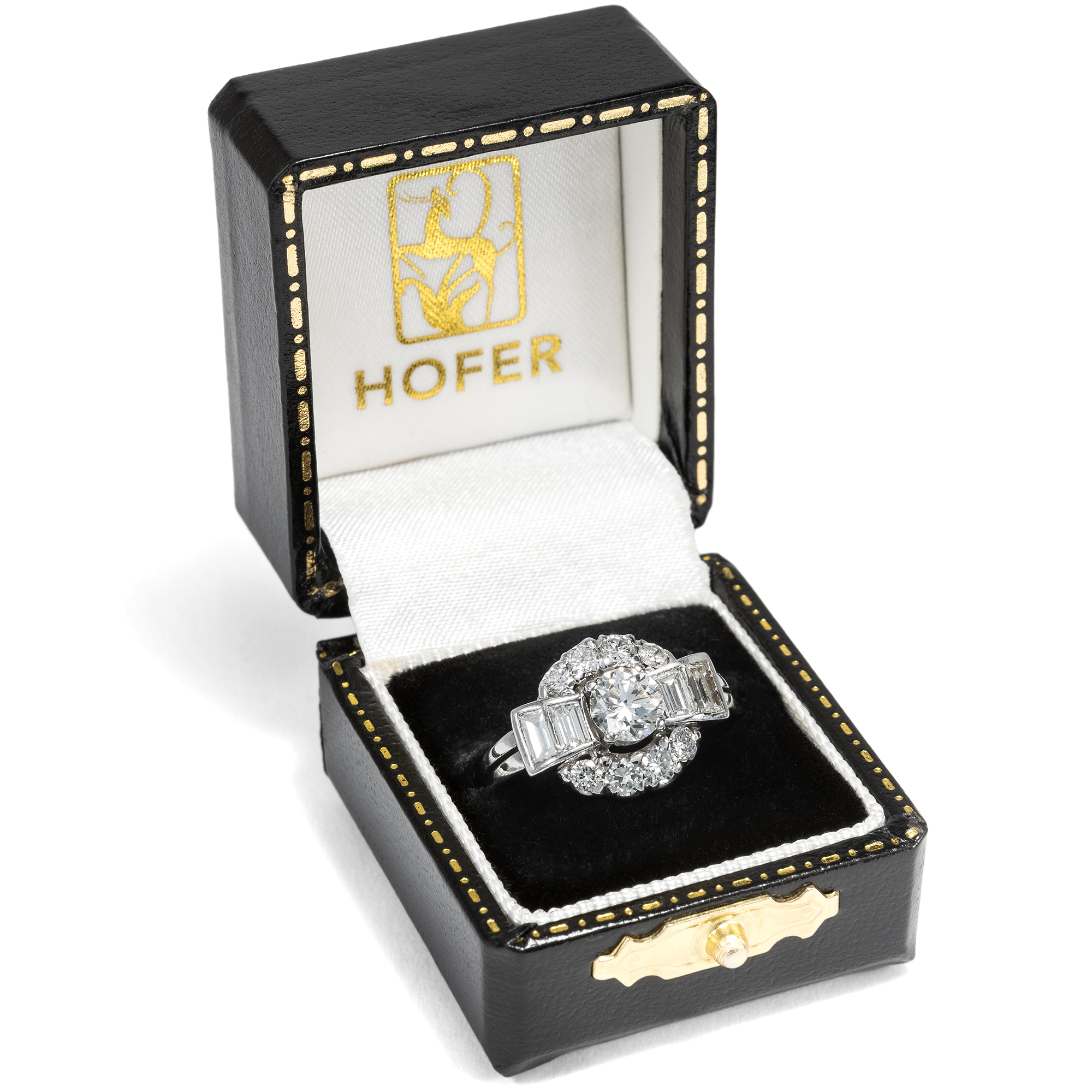 Kraftvoller Ring mit Diamanten in Weißgold von Otto Klein, Hanau um 1935 Kraftvoller Ring mit Diamanten in Weißgold von Otto Klein, Hanau um 1935