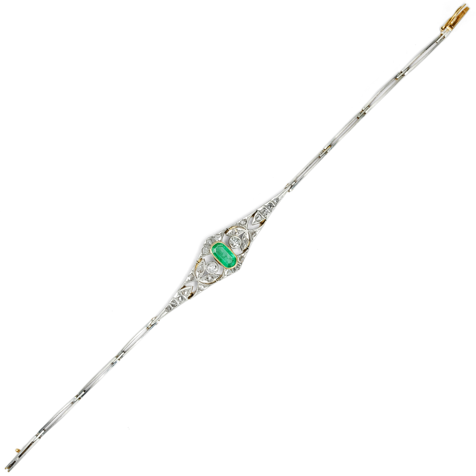 Bracelet with Emeralds & Diamonds in Platinum on Gold, Russia, c. 1910 Bracelet with Emeralds & Diamonds in Platinum on Gold, Russia, c. 1910