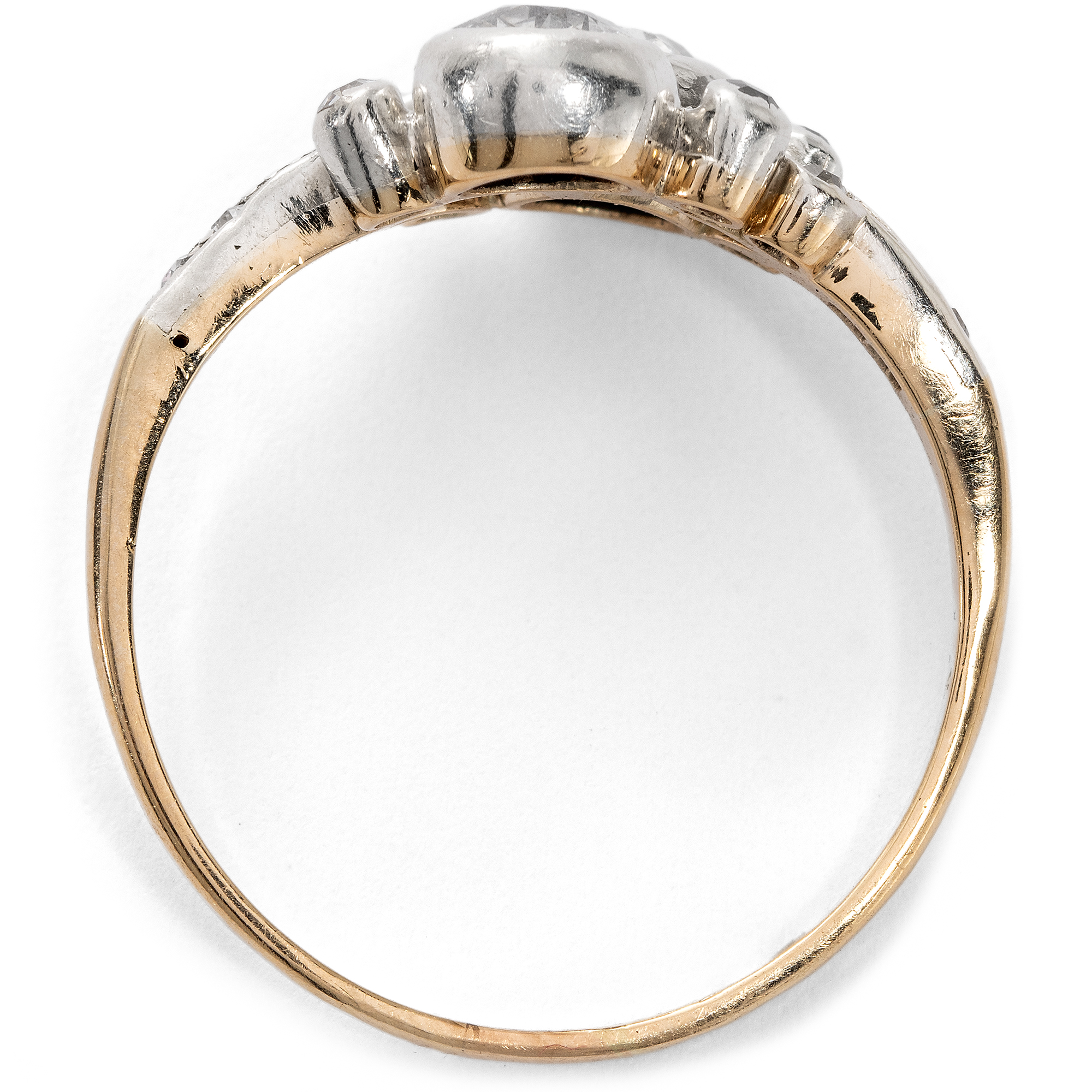 Antiker Toi-et-moi-Ring mit Diamanten in Gold & Silber, Wien um 1900 Antiker Toi-et-moi-Ring mit Diamanten in Gold & Silber, Wien um 1900