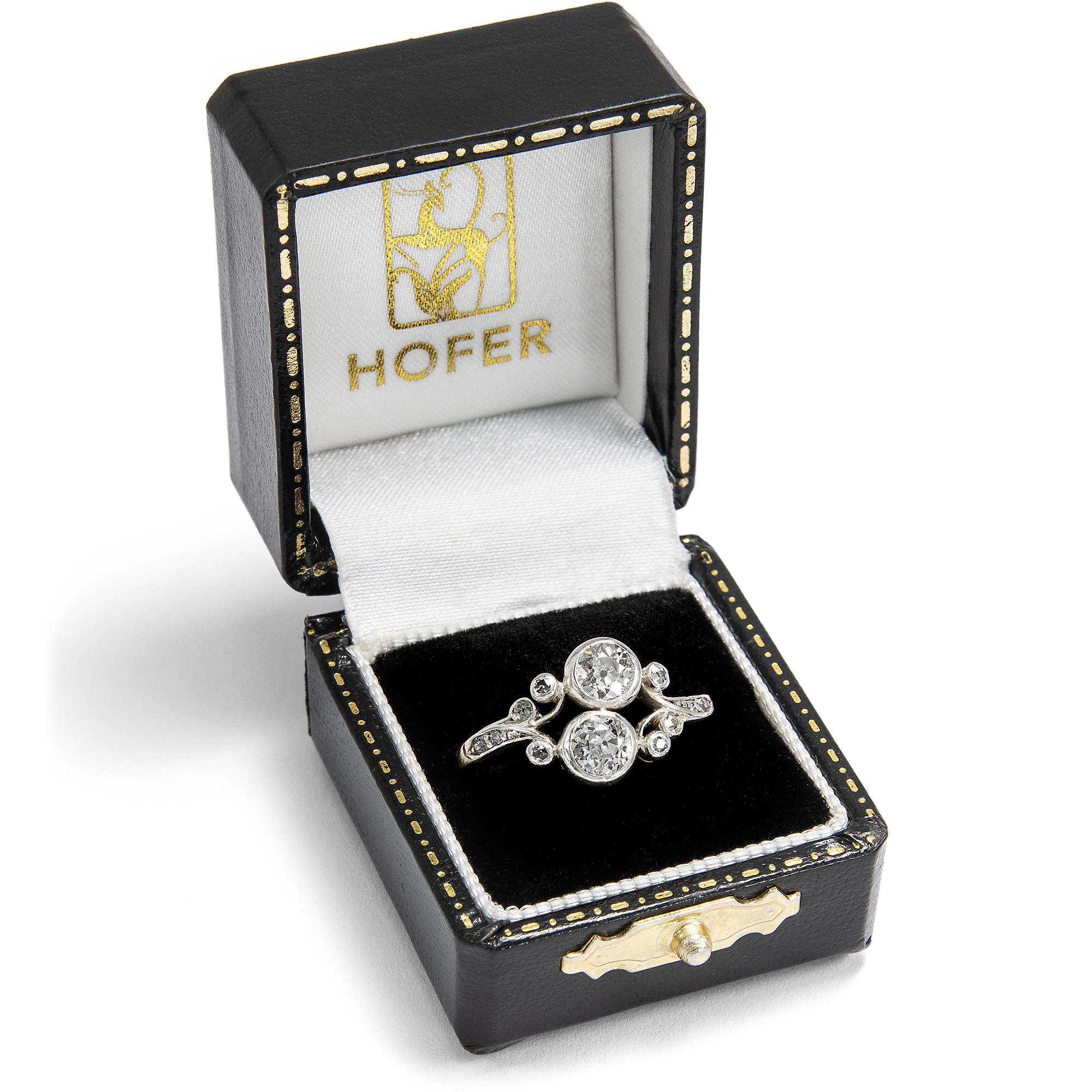 Antiker Toi-et-moi-Ring mit Diamanten in Gold & Silber, Wien um 1900 Antiker Toi-et-moi-Ring mit Diamanten in Gold & Silber, Wien um 1900