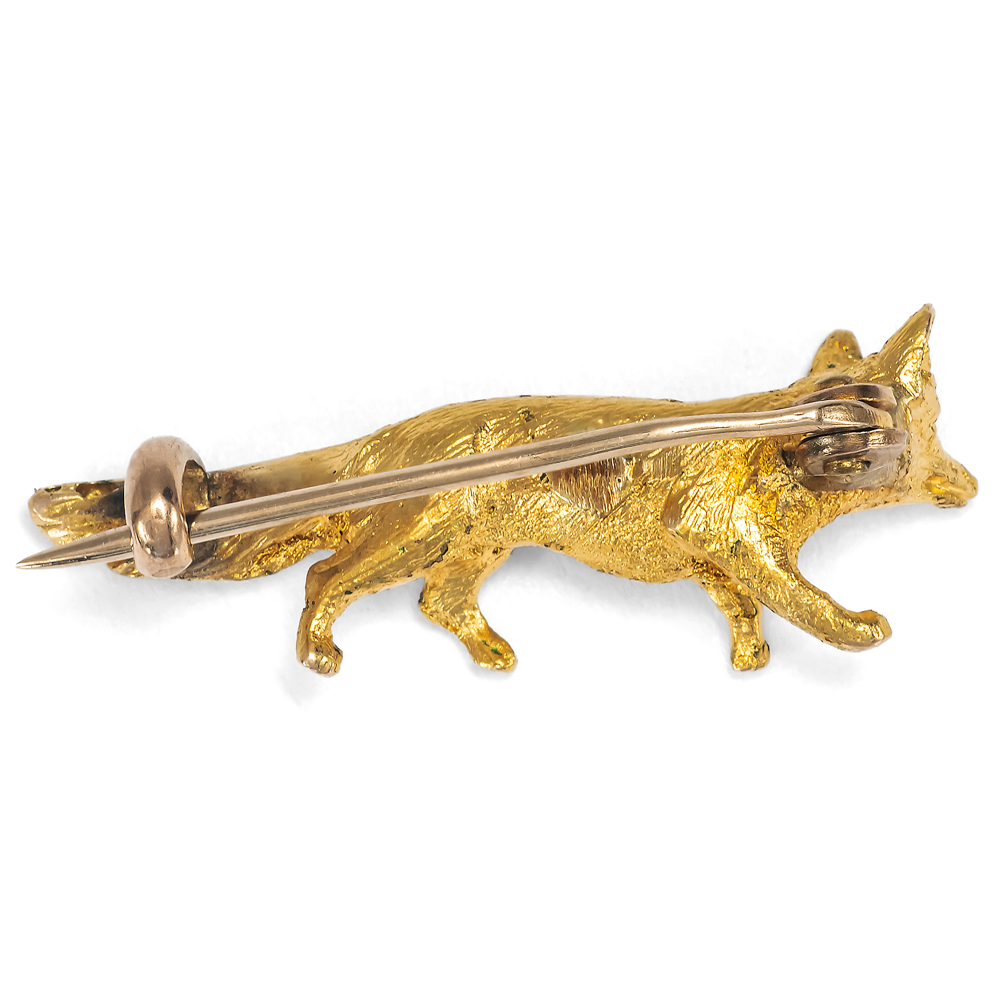 Ein niedlicher kleiner Fuchs aus Gold als Brosche, um 1900 Ein niedlicher kleiner Fuchs aus Gold als Brosche, um 1900