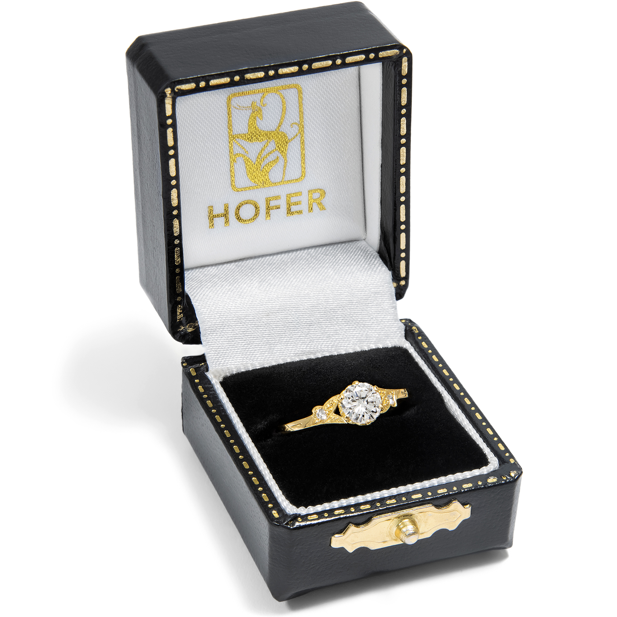 Zarter Ring mit vintage 0,57 ct Brillant (D, vsi) in Gelbgold, aus unserer Werkstatt Zarter Ring mit vintage 0,57 ct Brillant (D, vsi) in Gelbgold, aus unserer Werkstatt
