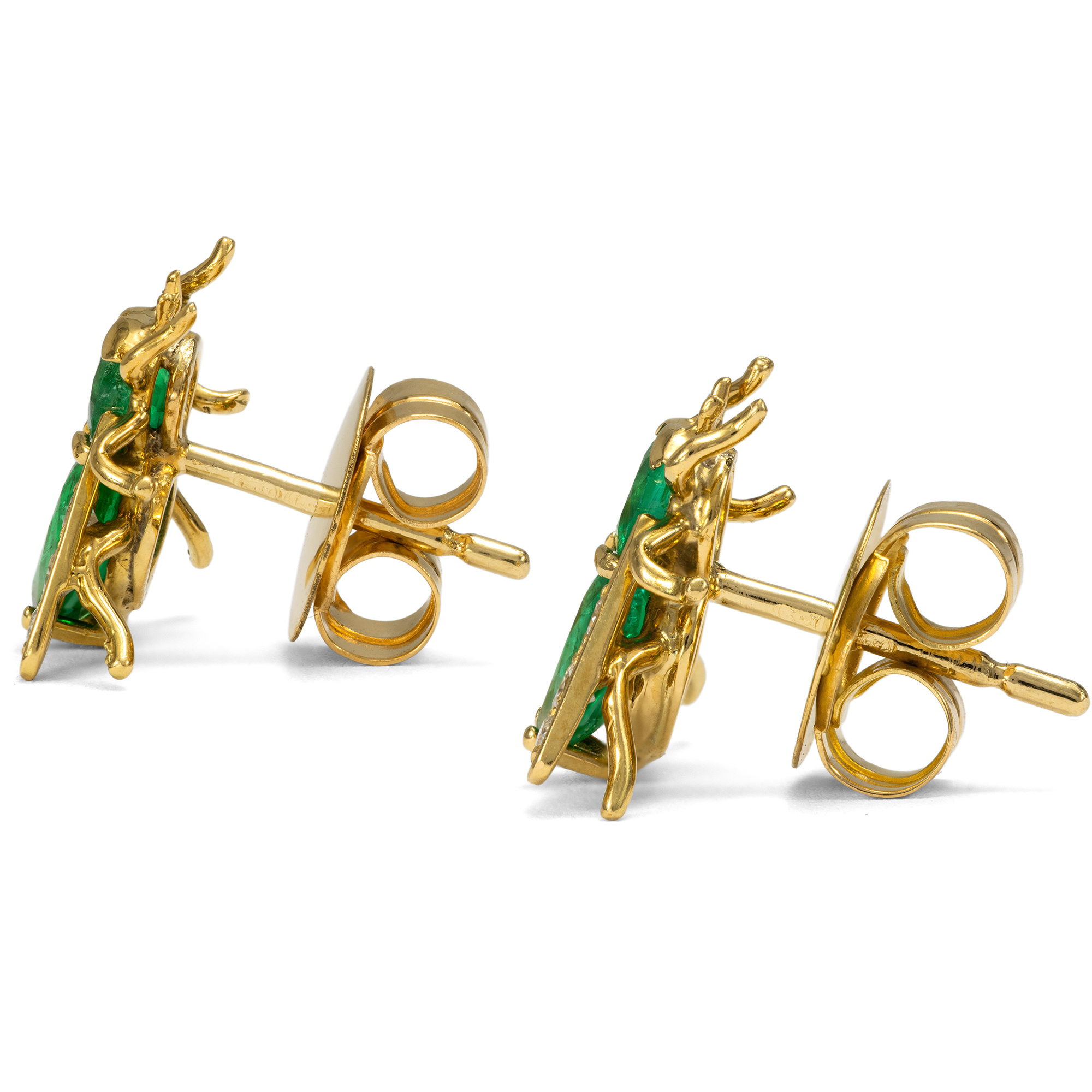 Vintage Ohrstecker mit Smaragden & Diamanten in Gold, um 2000 Vintage Ohrstecker mit Smaragden & Diamanten in Gold, um 2000