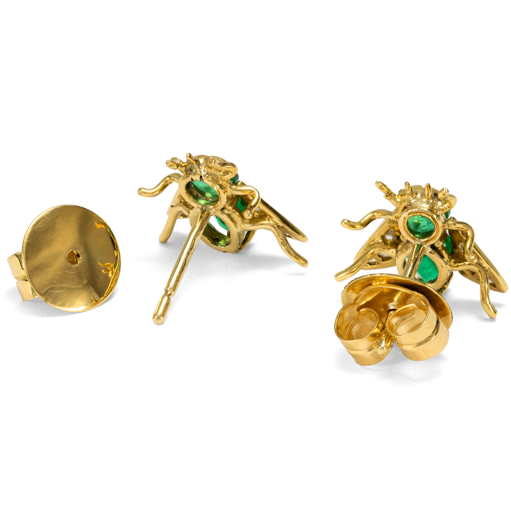 Vintage Ohrstecker mit Smaragden & Diamanten in Gold, um 2000 Vintage Ohrstecker mit Smaragden & Diamanten in Gold, um 2000