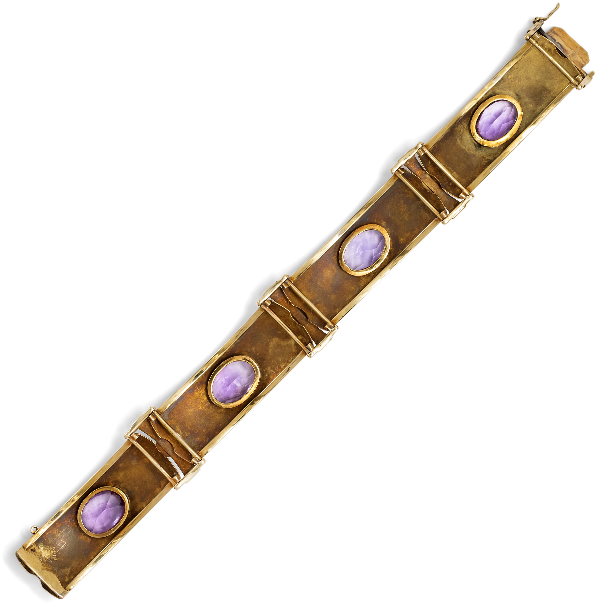 Prachtvolles Armband mit Amethysten & buntem Email in Gold, um 1930 Prachtvolles Armband mit Amethysten & buntem Email in Gold, um 1930