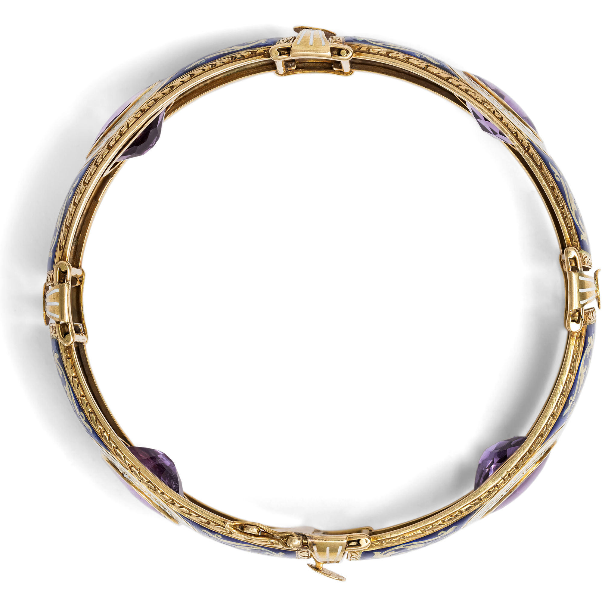 Prachtvolles Armband mit Amethysten & buntem Email in Gold, um 1930 Prachtvolles Armband mit Amethysten & buntem Email in Gold, um 1930