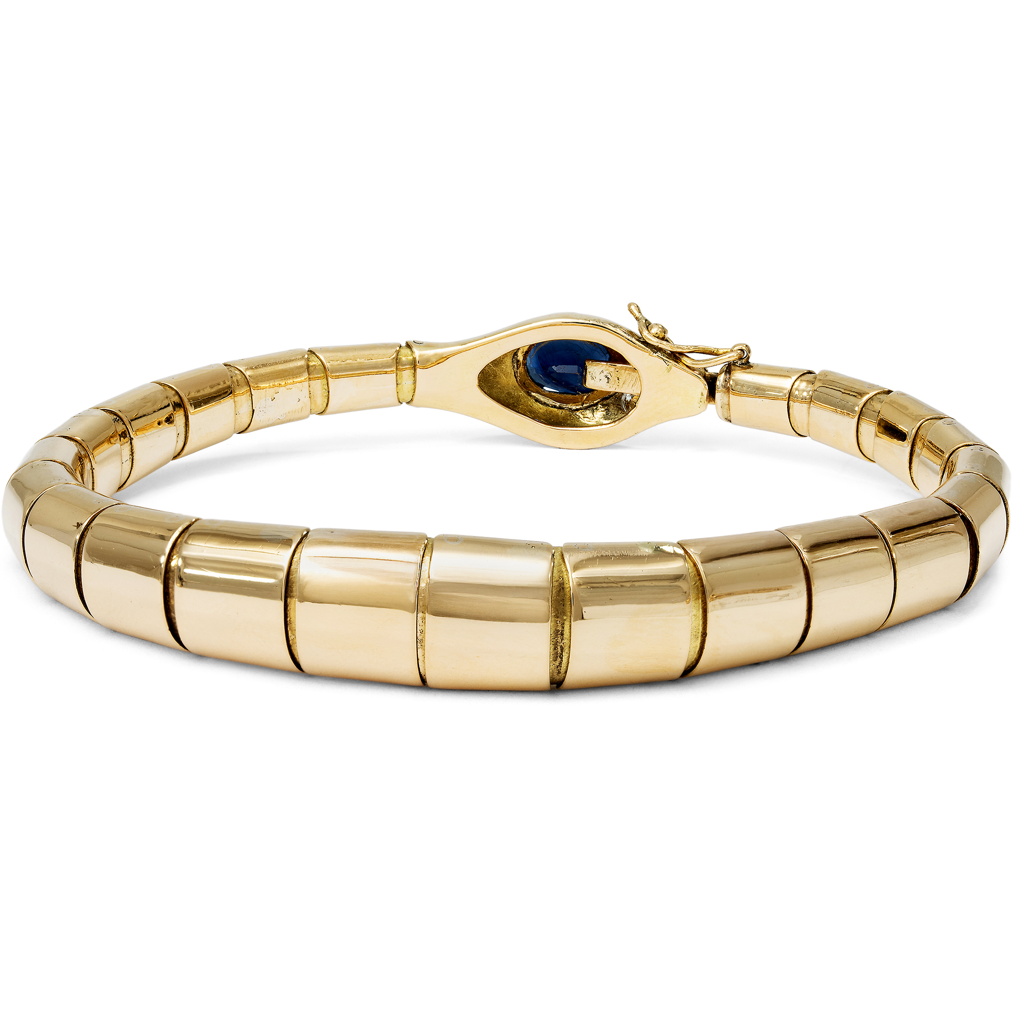 Vintage Armband in Schlangenform aus Gold mit Saphir & Diamanten, um 1960 Vintage Armband in Schlangenform aus Gold mit Saphir & Diamanten, um 1960