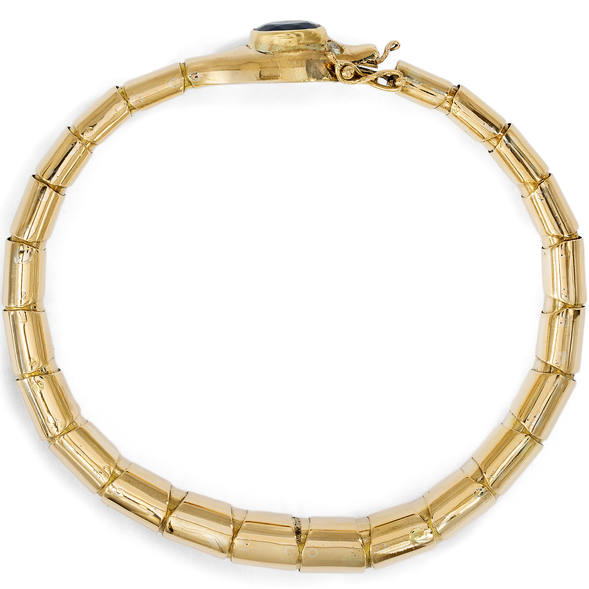 Vintage Armband in Schlangenform aus Gold mit Saphir & Diamanten, um 1960 Vintage Armband in Schlangenform aus Gold mit Saphir & Diamanten, um 1960
